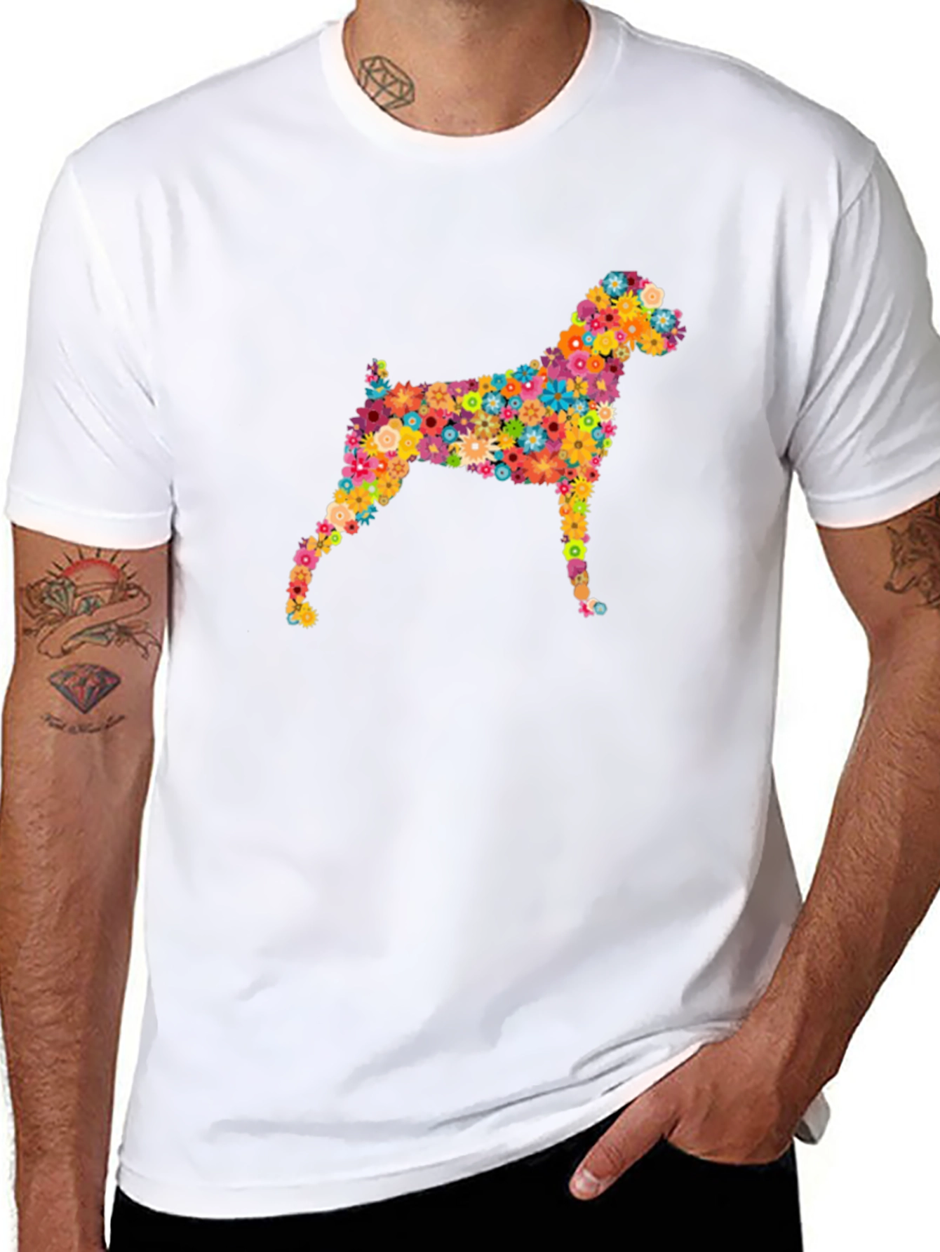 Floral Dog T-Shirt – Colorful Dog Lover Graphic Tee