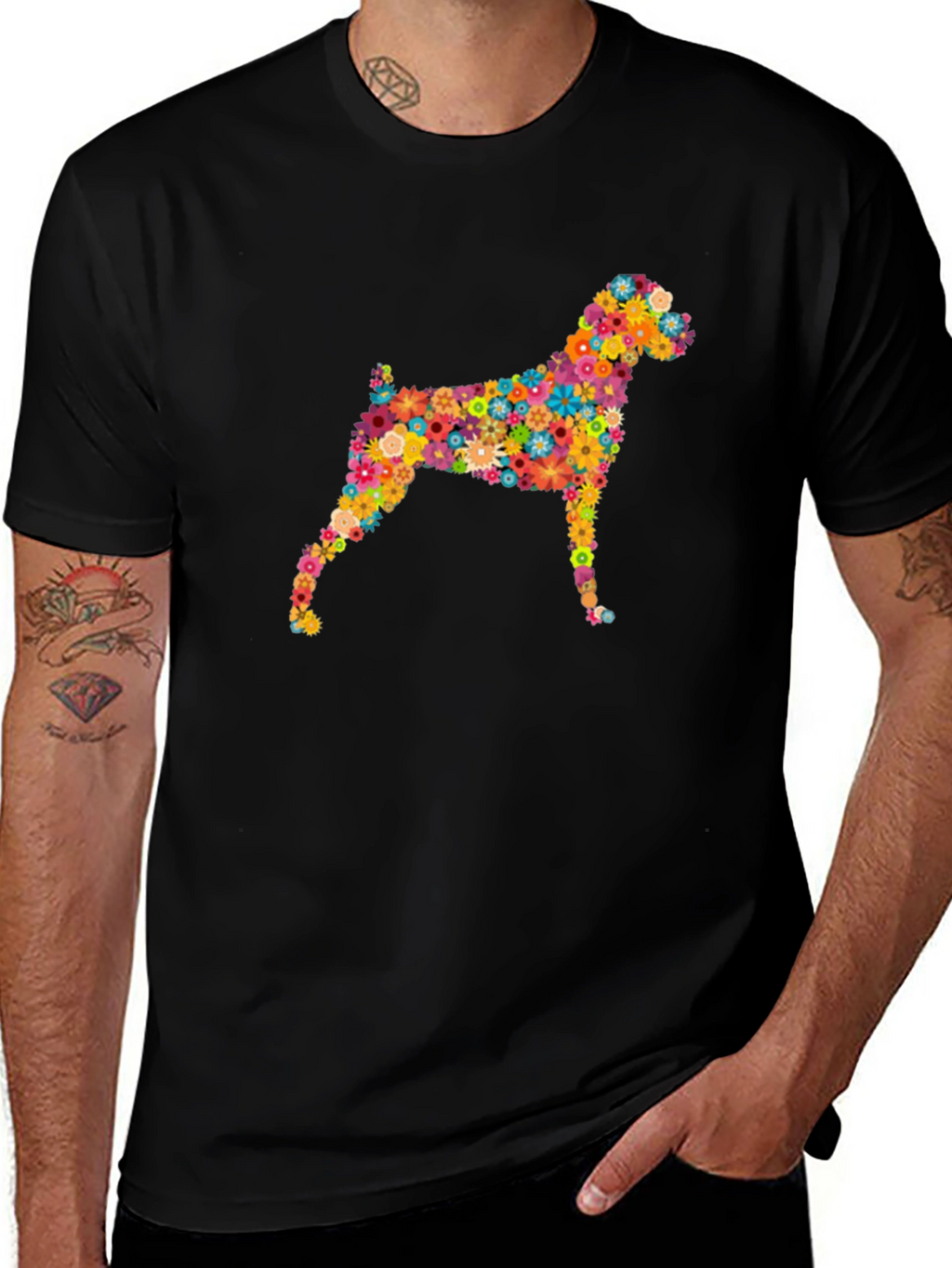 Floral Dog T-Shirt – Colorful Dog Lover Graphic Tee