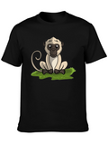 Cute Monkey Graphic Tee - Black Cotton T-Shirt