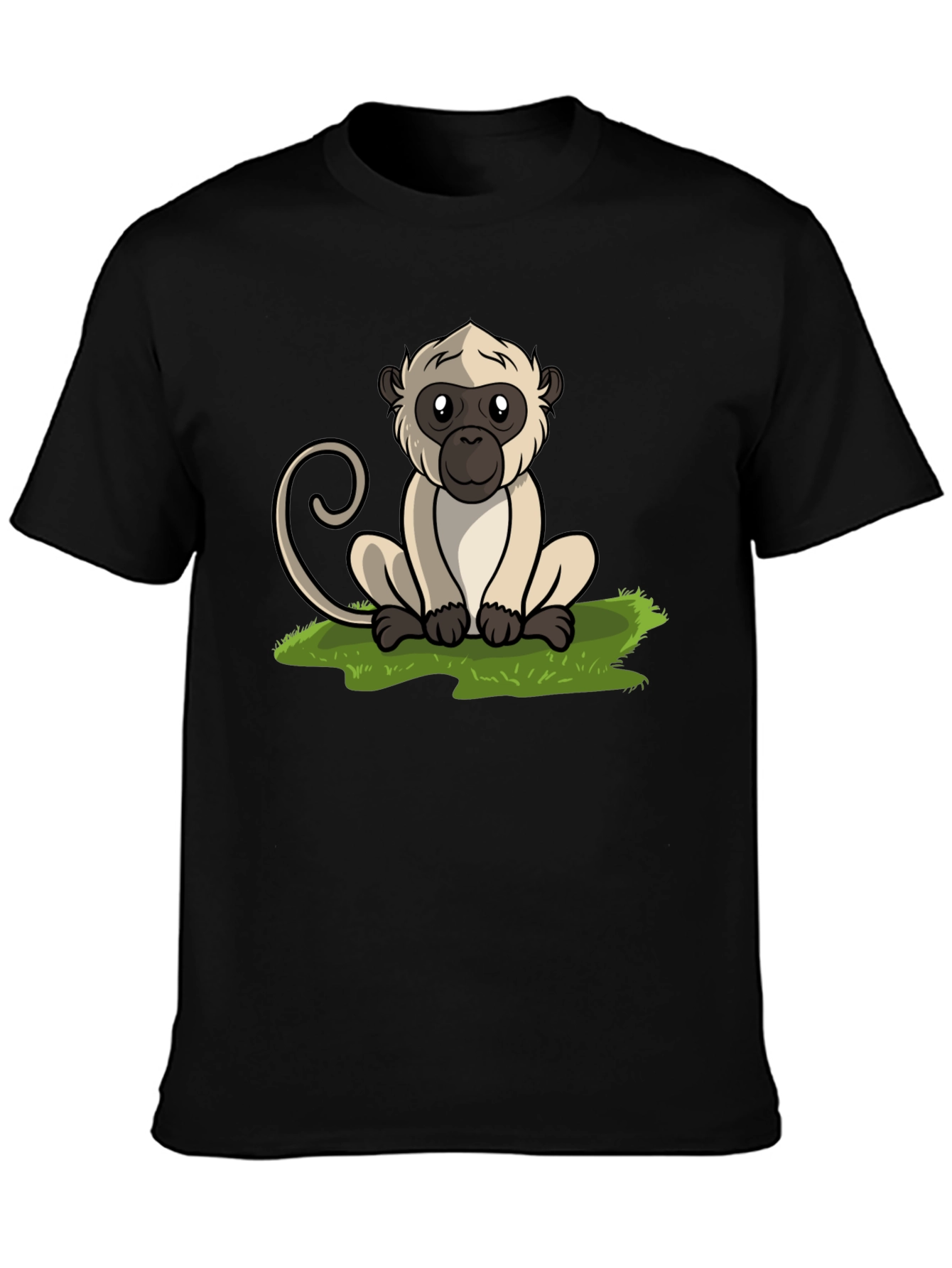 Cute Monkey Graphic Tee - Black Cotton T-Shirt