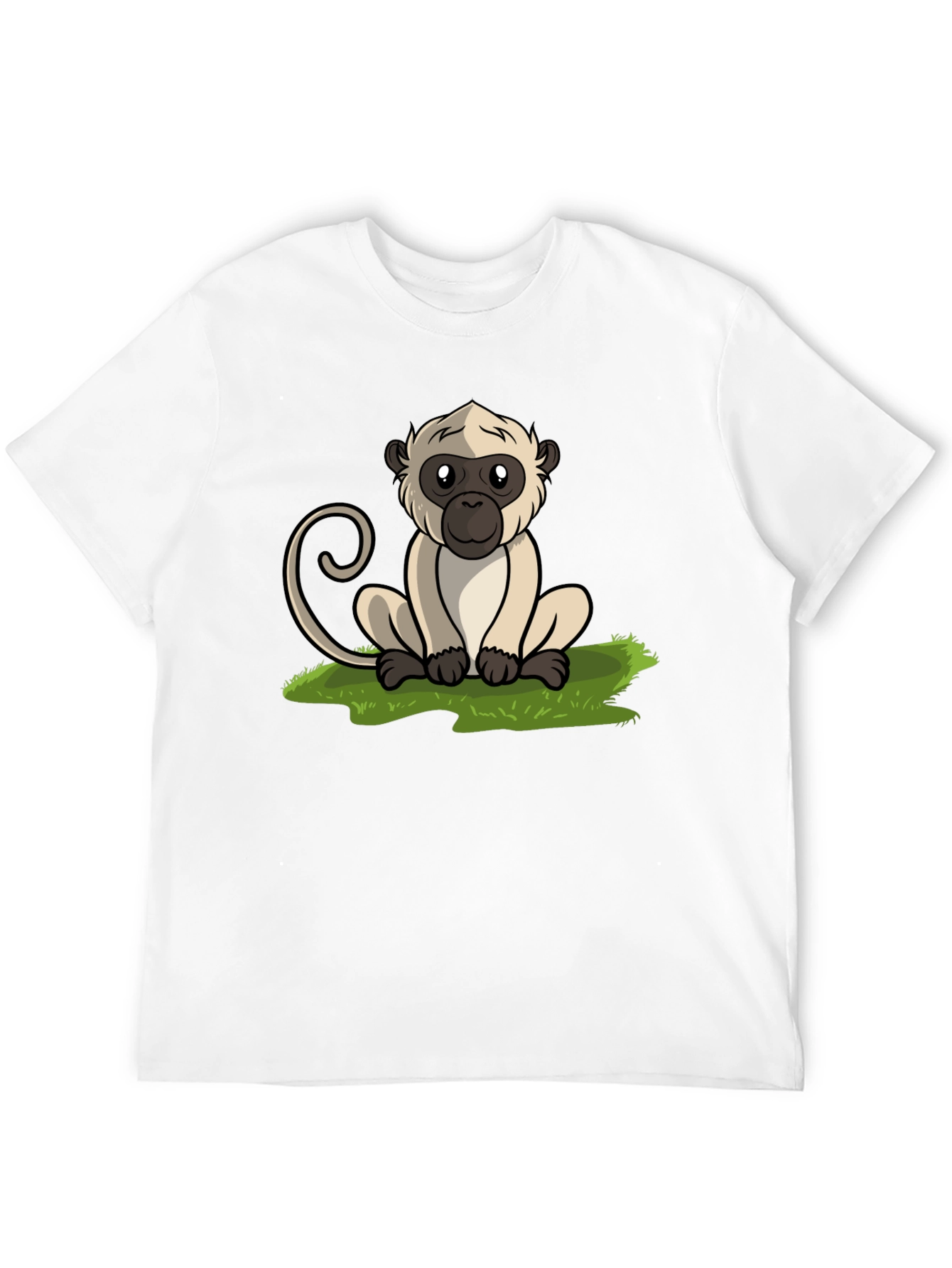Cute Monkey Graphic Tee - Black Cotton T-Shirt