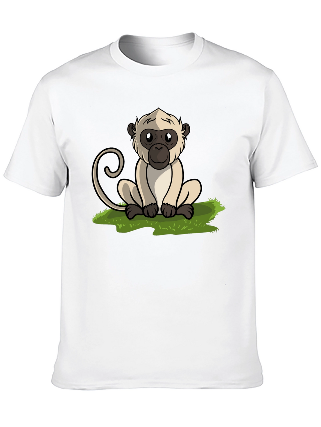Cute Monkey Graphic Tee - Black Cotton T-Shirt
