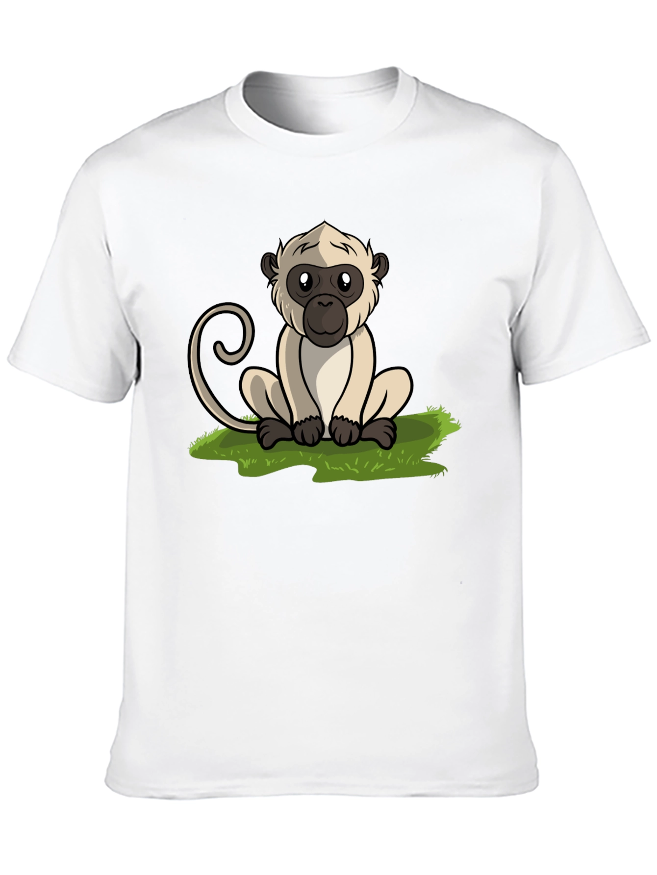 Cute Monkey Graphic Tee - Black Cotton T-Shirt