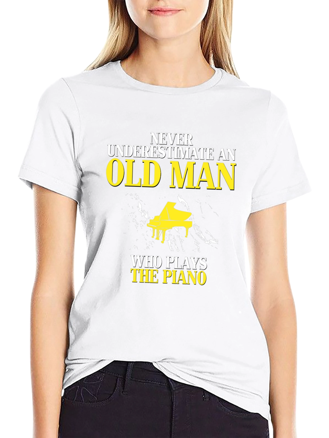 Never Underestimate Old Man Piano T-Shirt