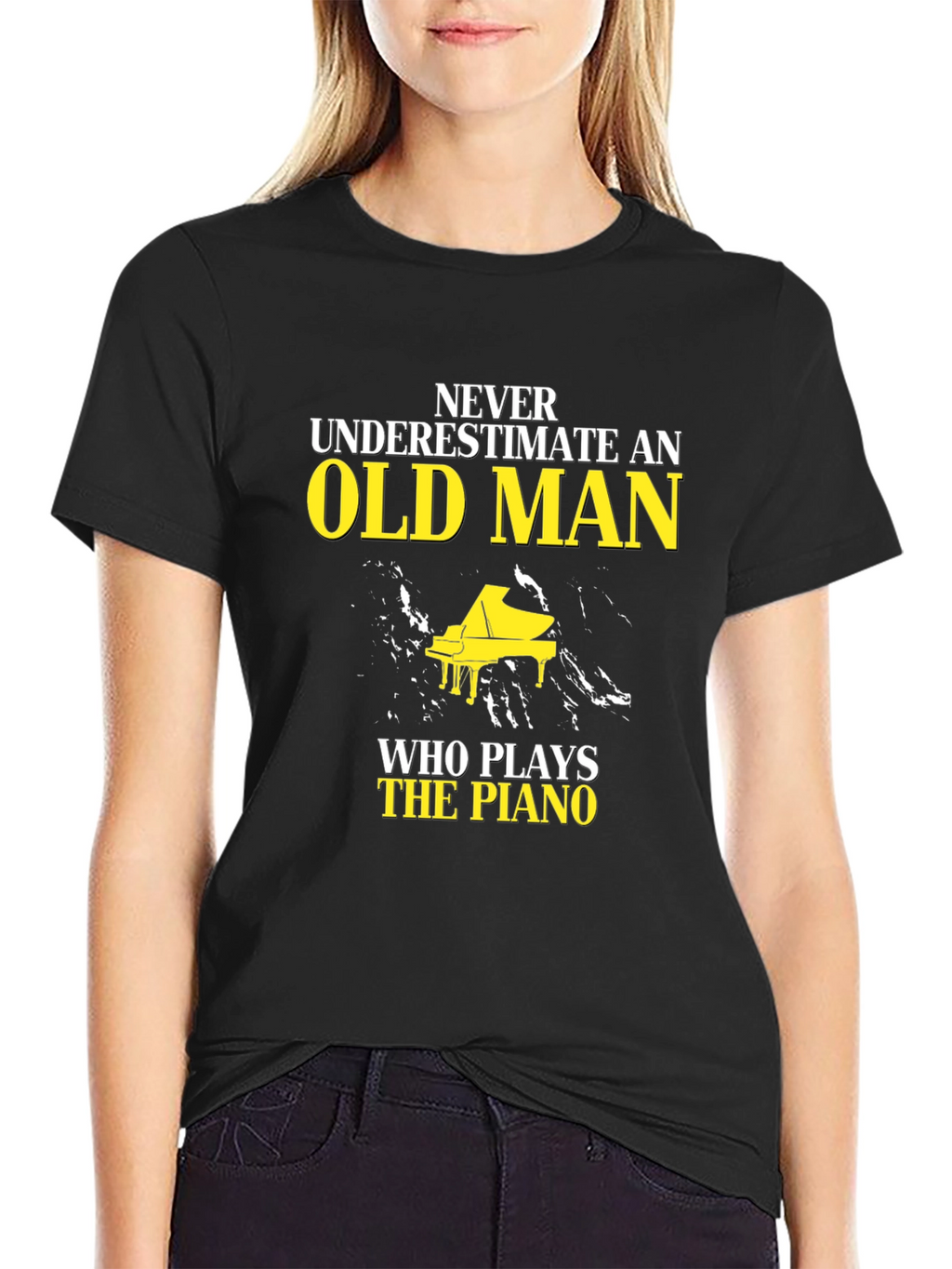 Never Underestimate Old Man Piano T-Shirt