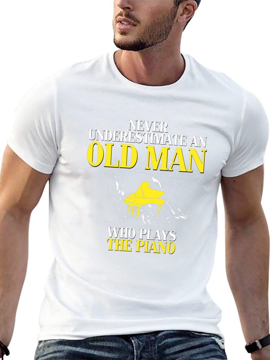 Never Underestimate Old Man Piano T-Shirt