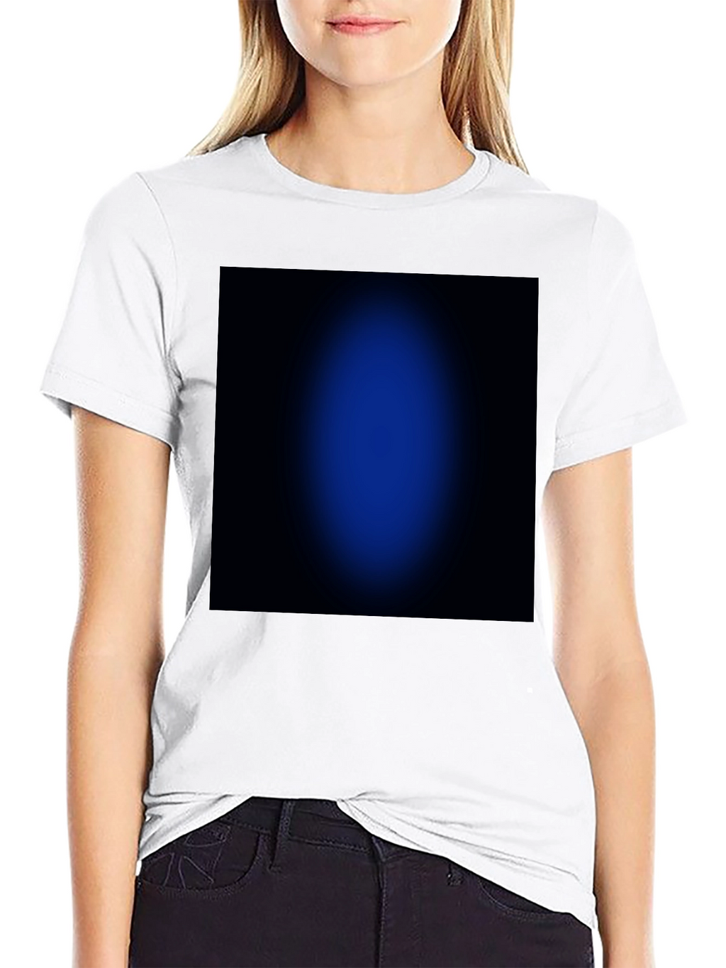 Black T-Shirt with Abstract Blue Design