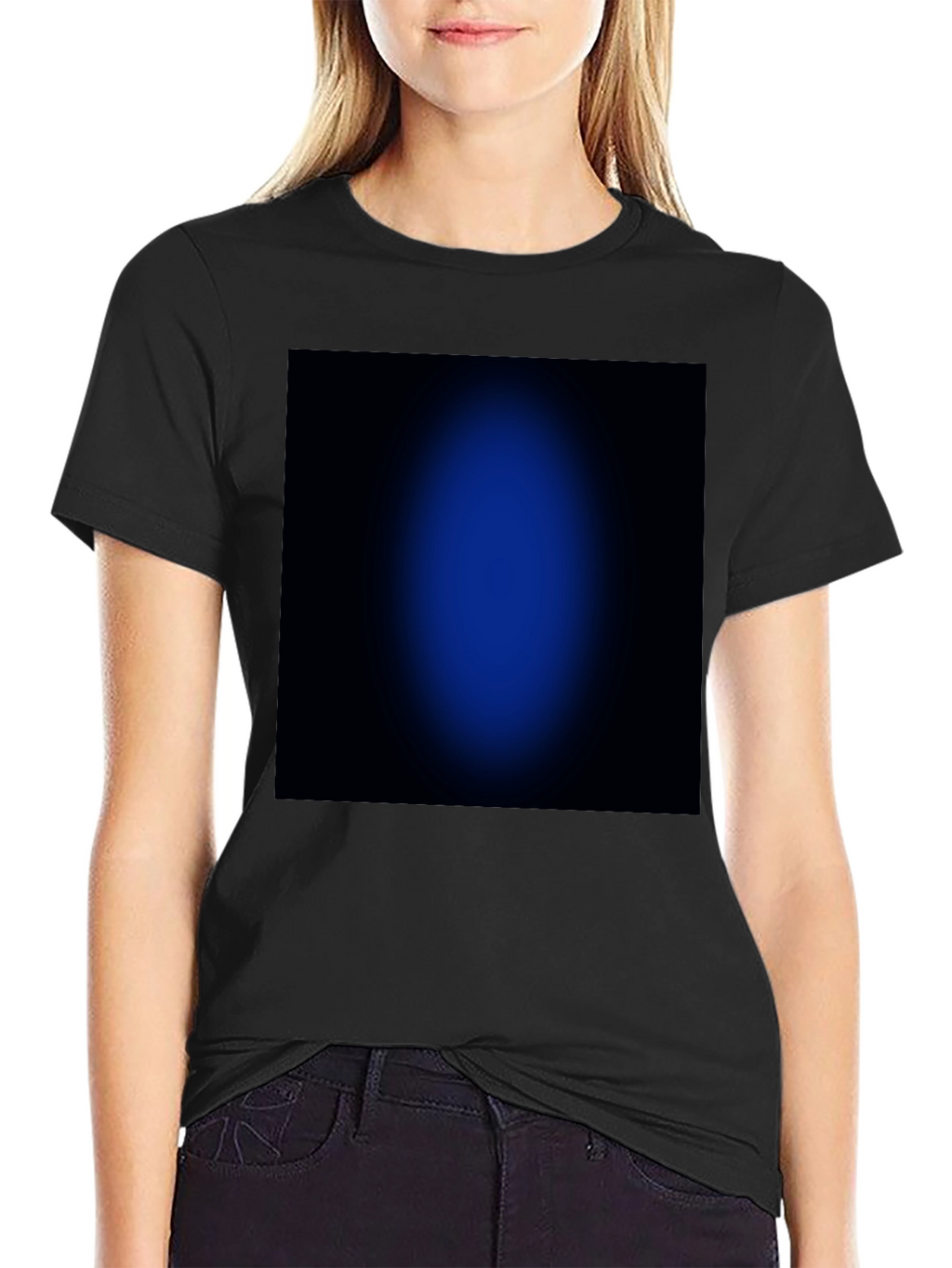 Black T-Shirt with Abstract Blue Design