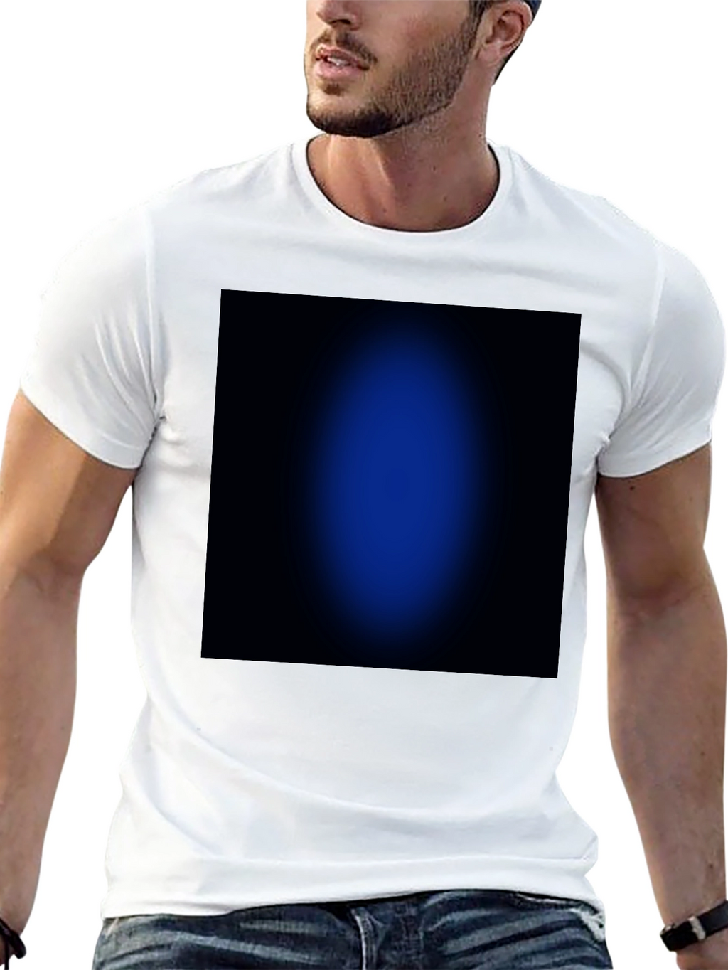 Black T-Shirt with Abstract Blue Design