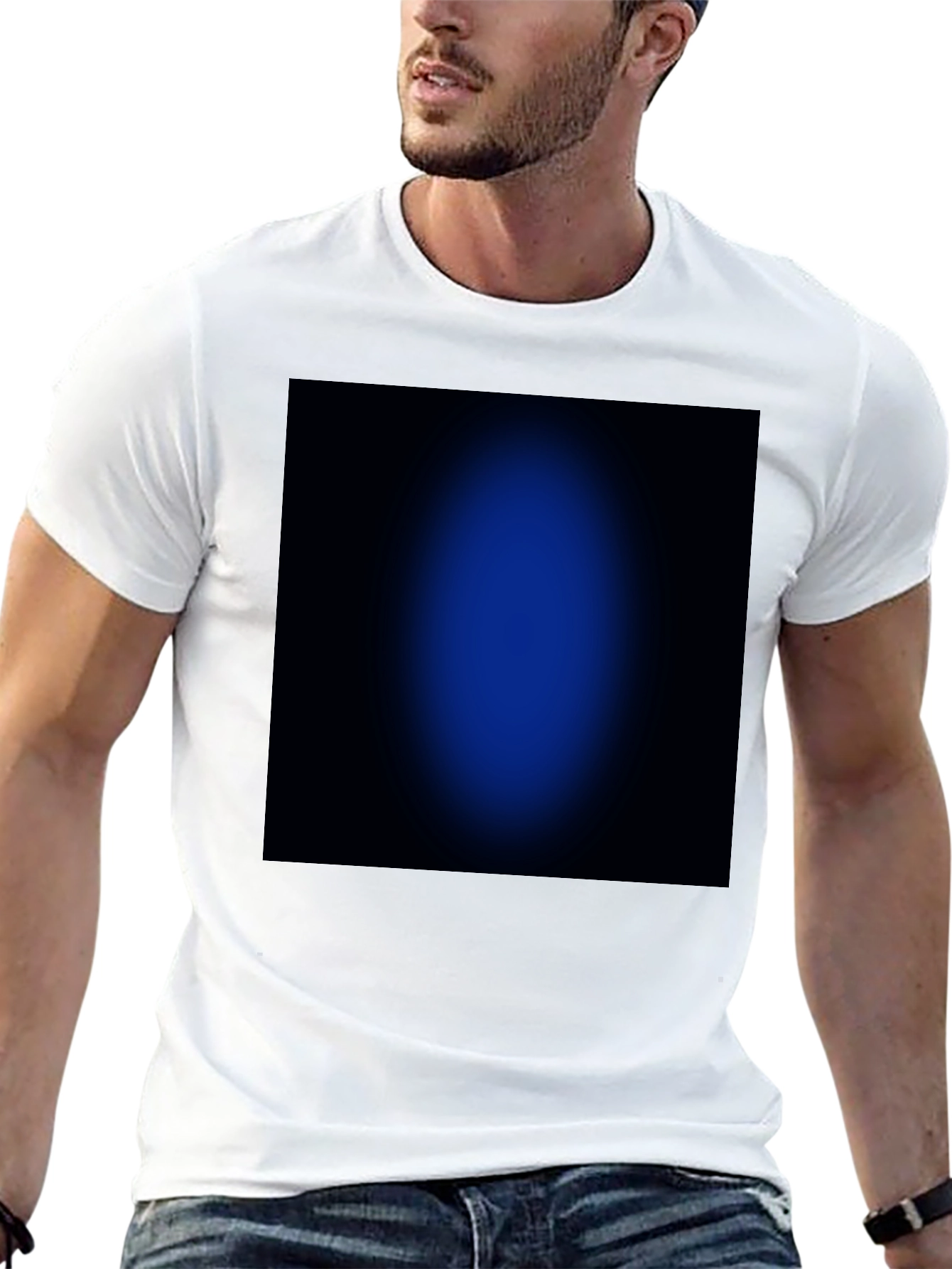 Black T-Shirt with Abstract Blue Design