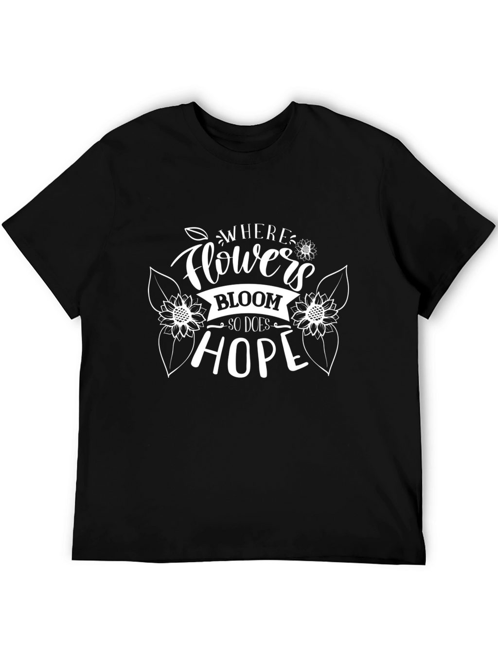 Floral Hope Black Graphic T-Shirt