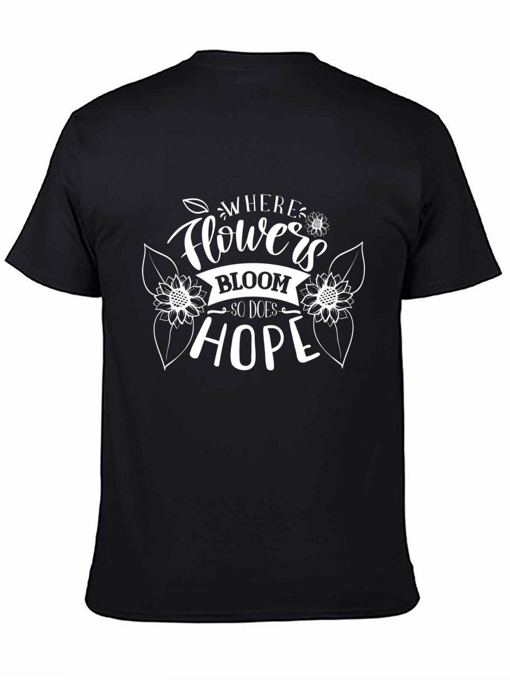 Floral Hope Black Graphic T-Shirt