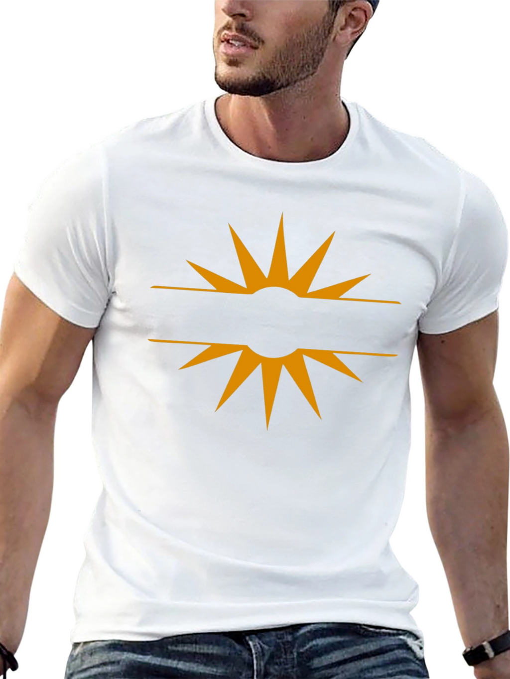 Stylish Black Tee with Sun Graphic