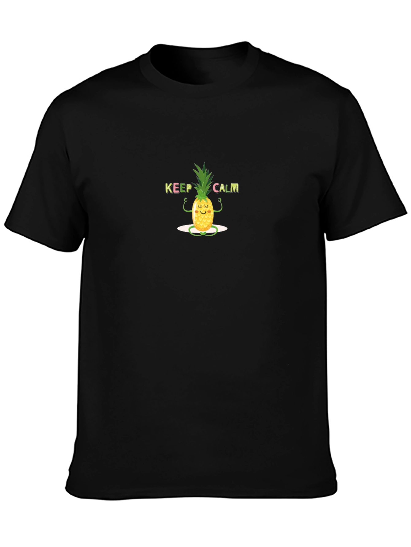 Keep Calm Pineapple Mens Black T-Shirt