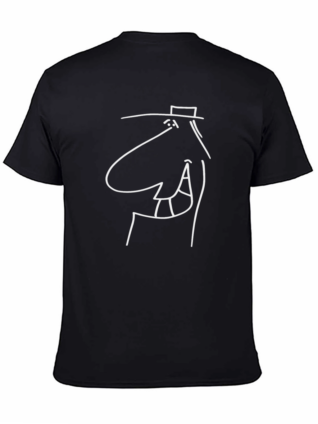 Abstract Line Art Graphic Tee - Black Cotton Casual