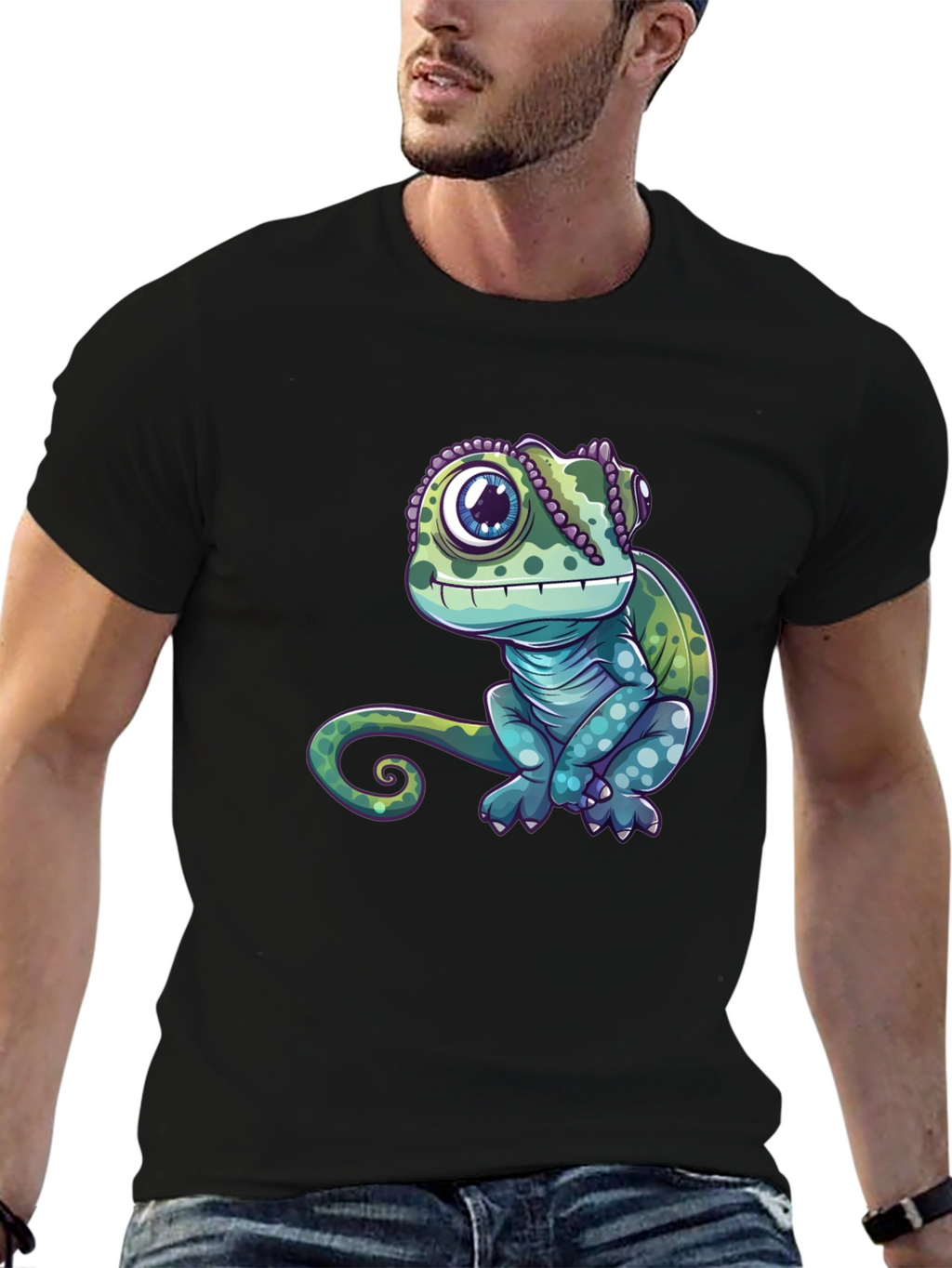 Chameleon Graphic Tee - Cute Reptile Design