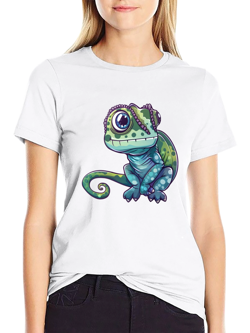 Chameleon Graphic Tee - Cute Reptile Design