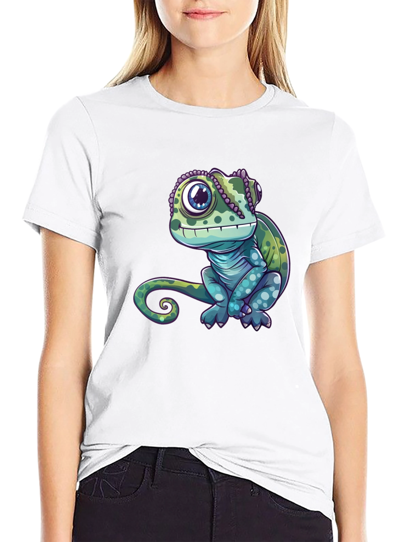 Chameleon Graphic Tee - Cute Reptile Design
