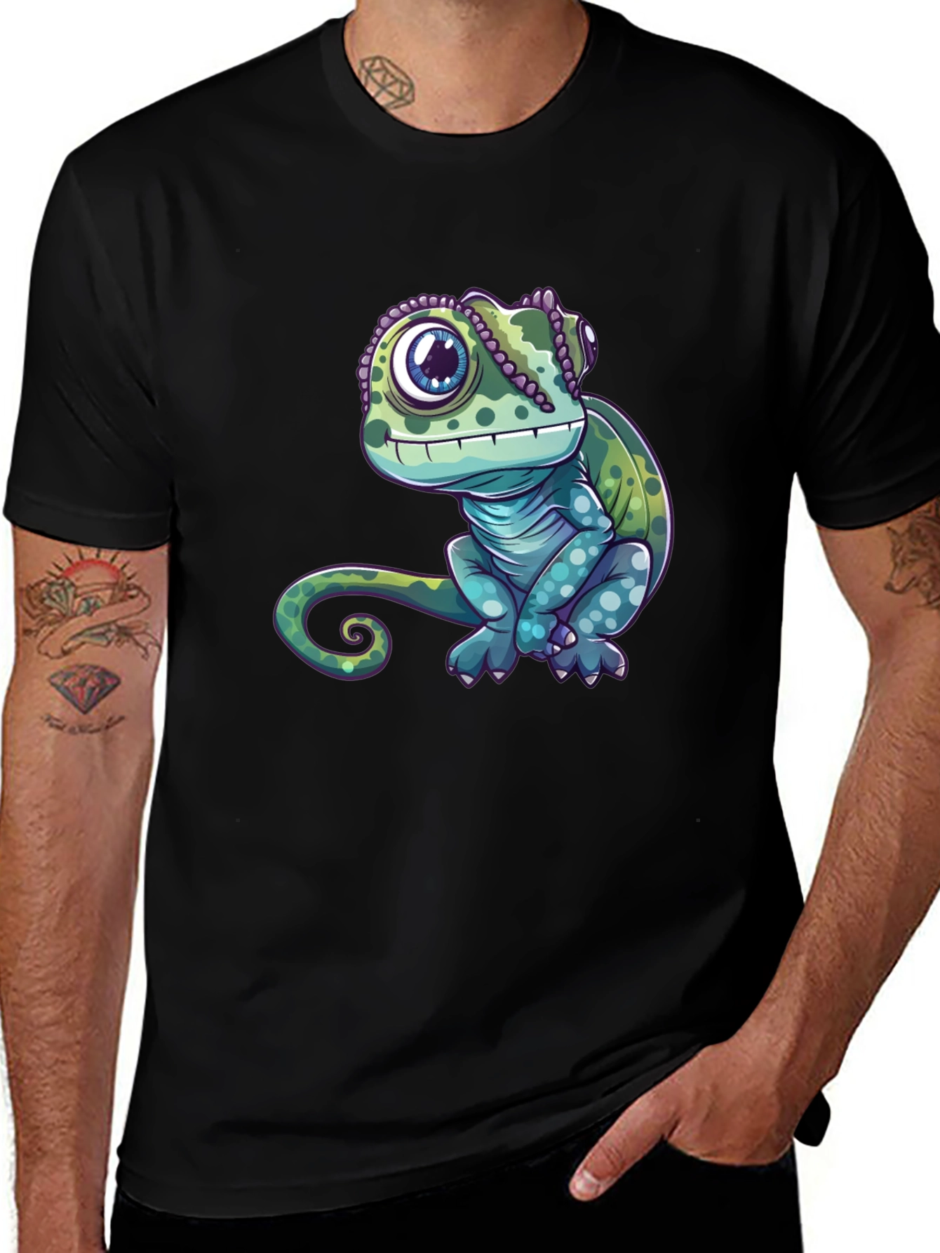 Chameleon Graphic Tee - Cute Reptile Design