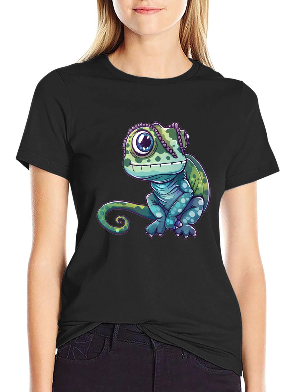 Chameleon Graphic Tee - Cute Reptile Design