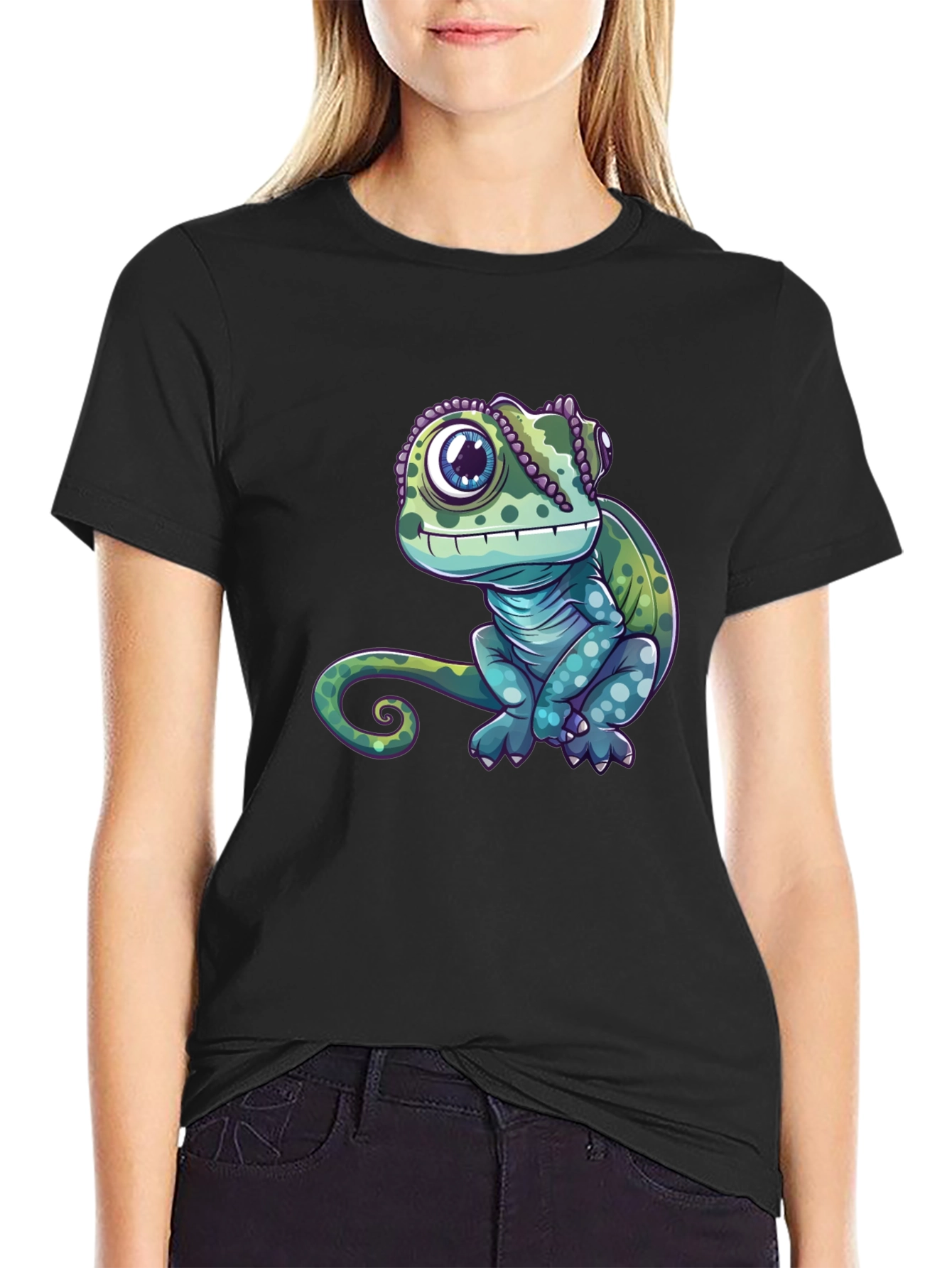 Chameleon Graphic Tee - Cute Reptile Design