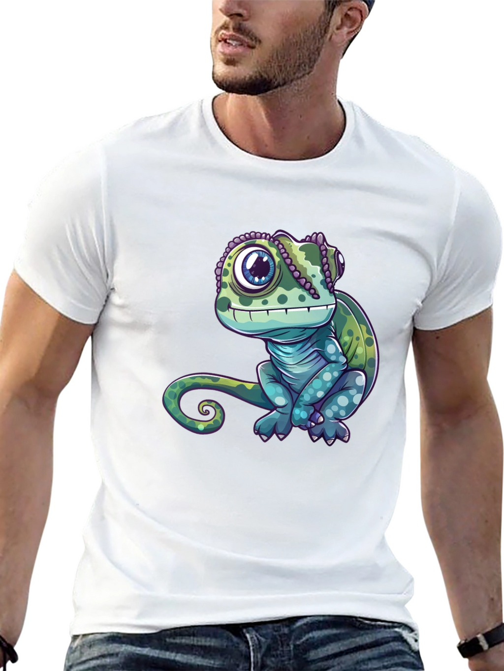 Chameleon Graphic Tee - Cute Reptile Design
