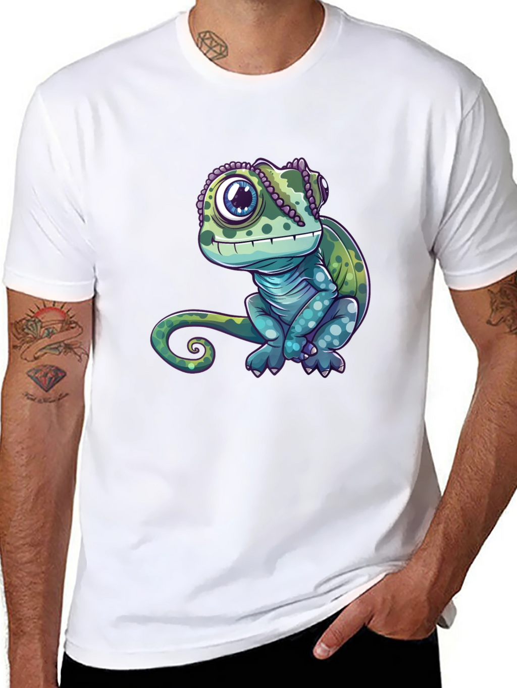 Chameleon Graphic Tee - Cute Reptile Design