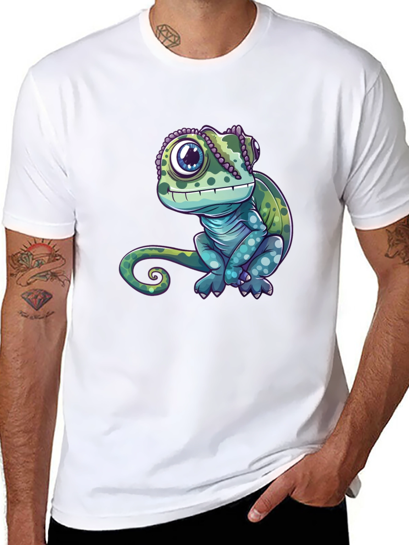 Chameleon Graphic Tee - Cute Reptile Design