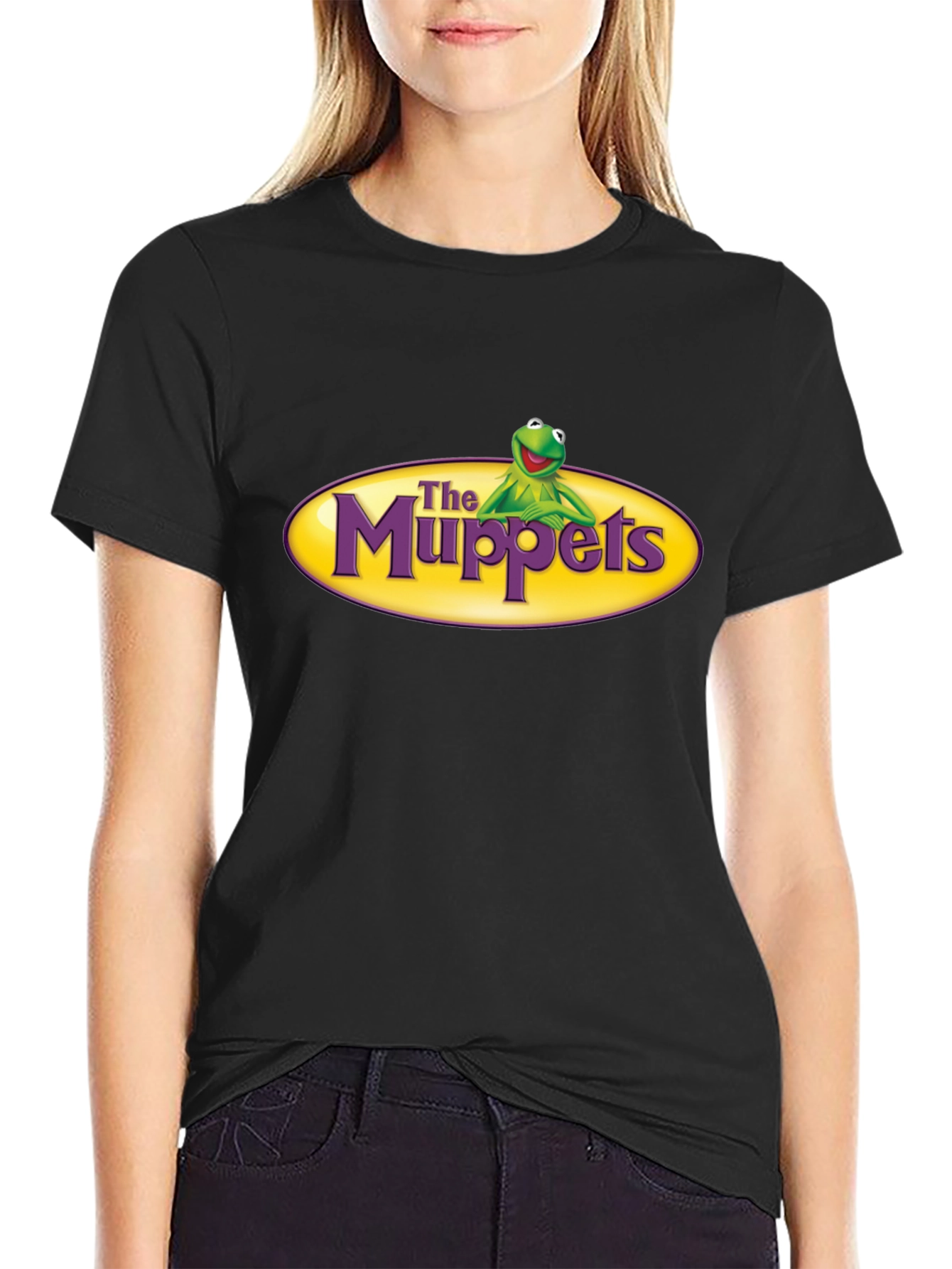 The Muppets Kermit Logo Black T-Shirt