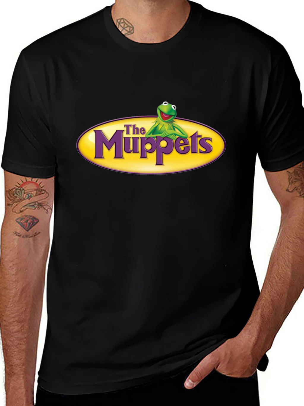 The Muppets Kermit Logo Black T-Shirt