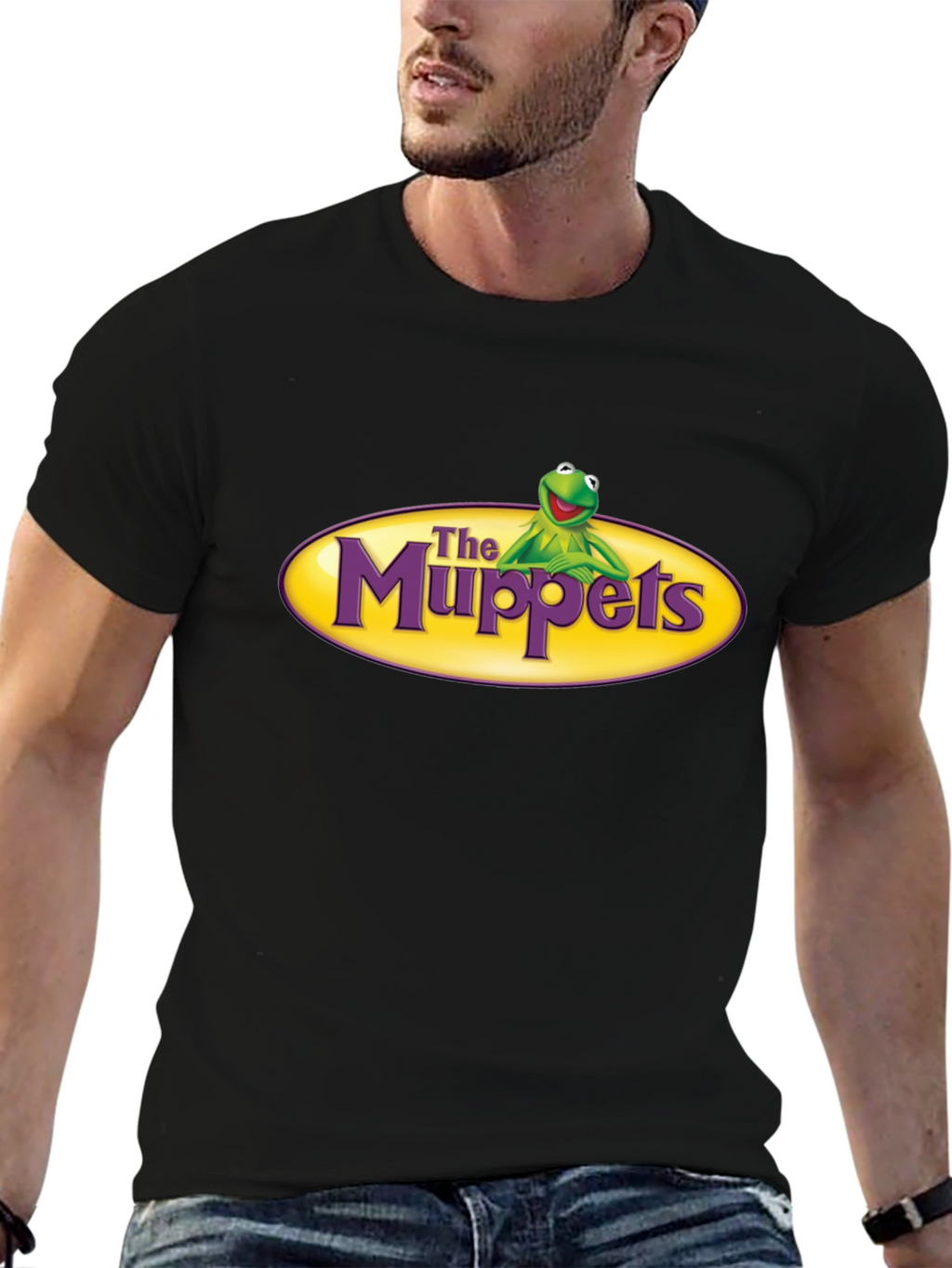 The Muppets Kermit Logo Black T-Shirt