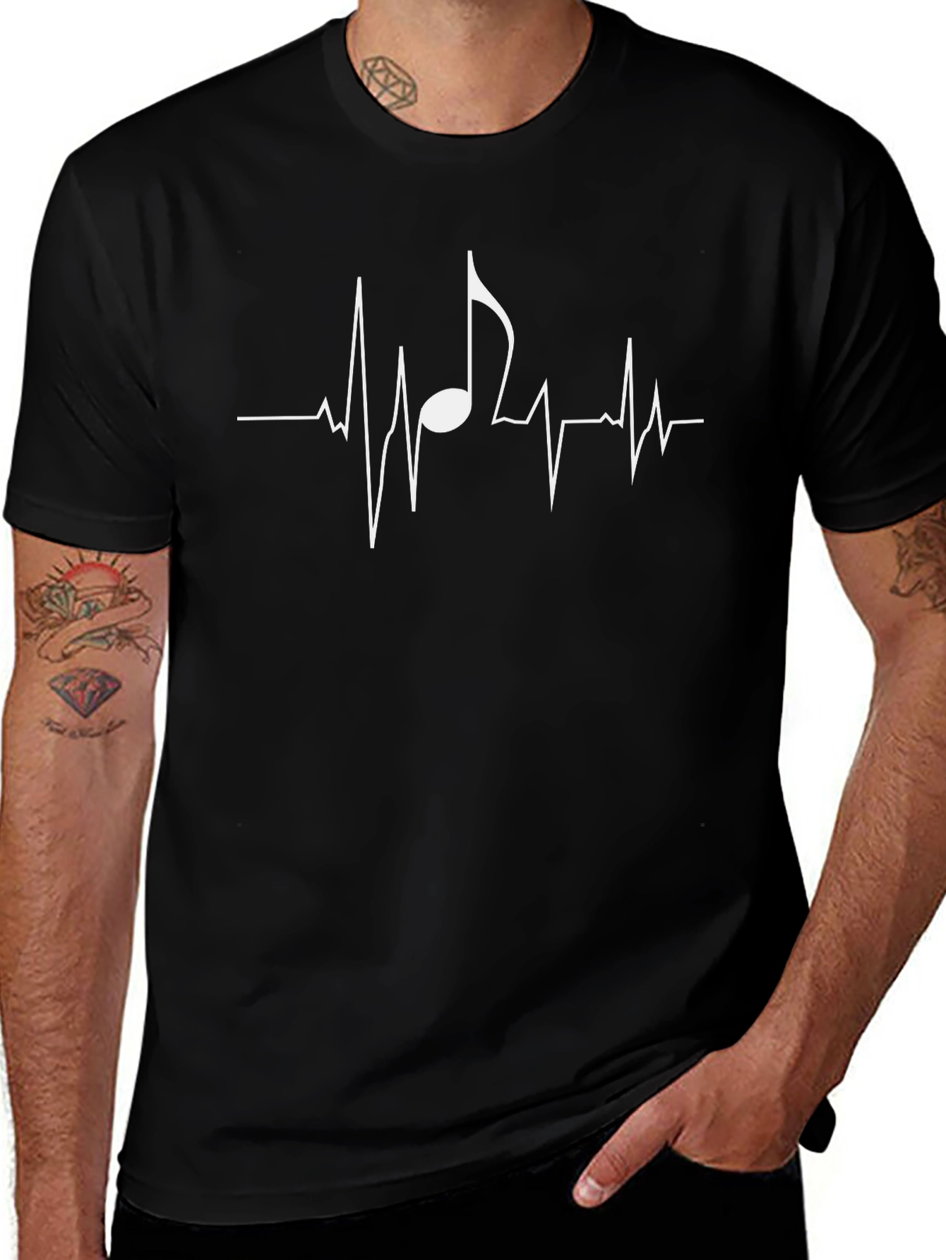 Music Heartbeat T-Shirt - Black