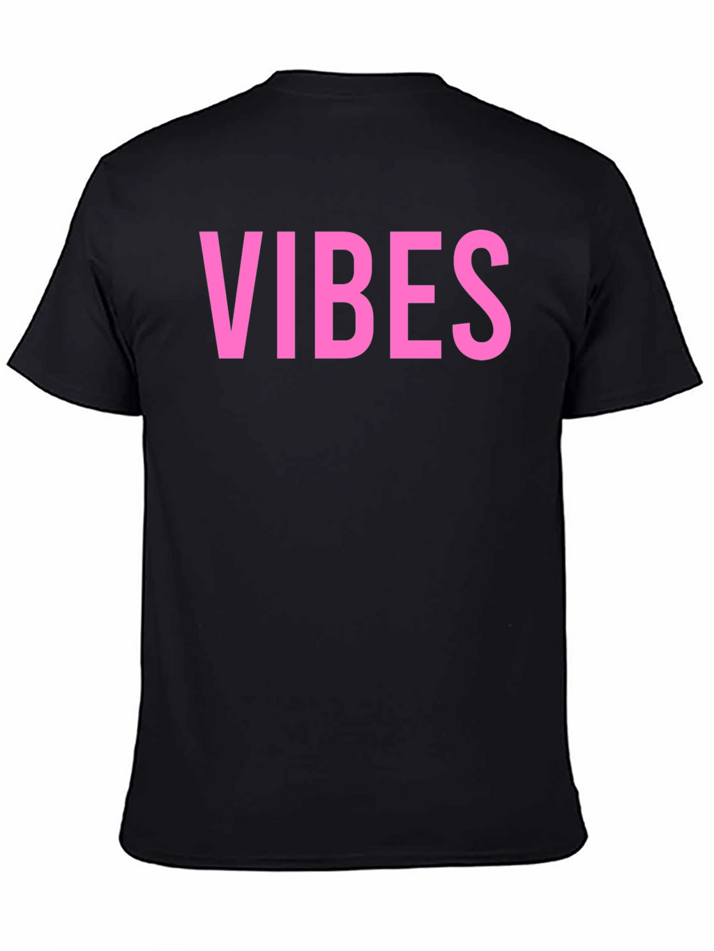 Vibes Pink Graphic Print Black T-Shirt