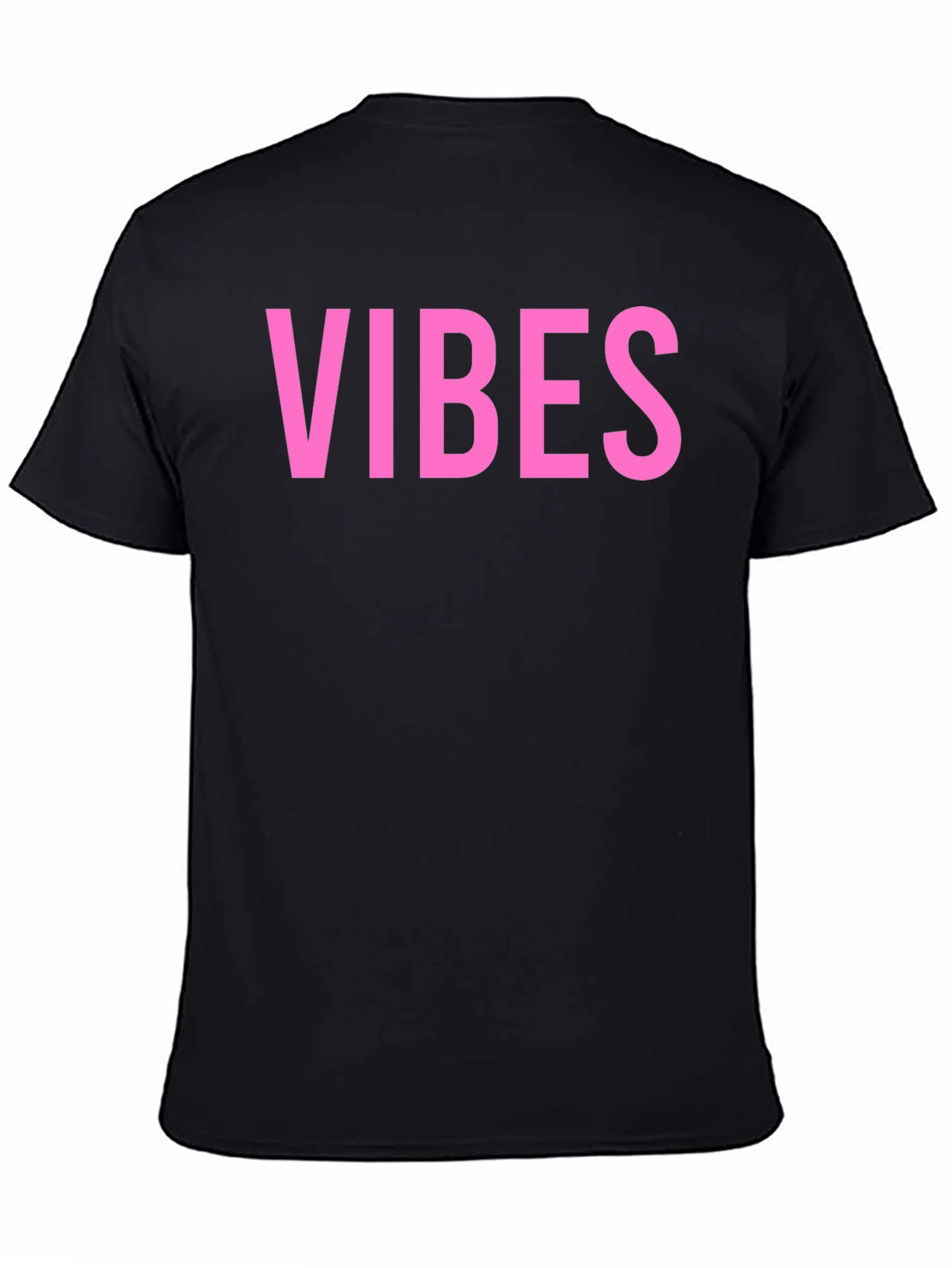 Vibes Pink Graphic Print Black T-Shirt