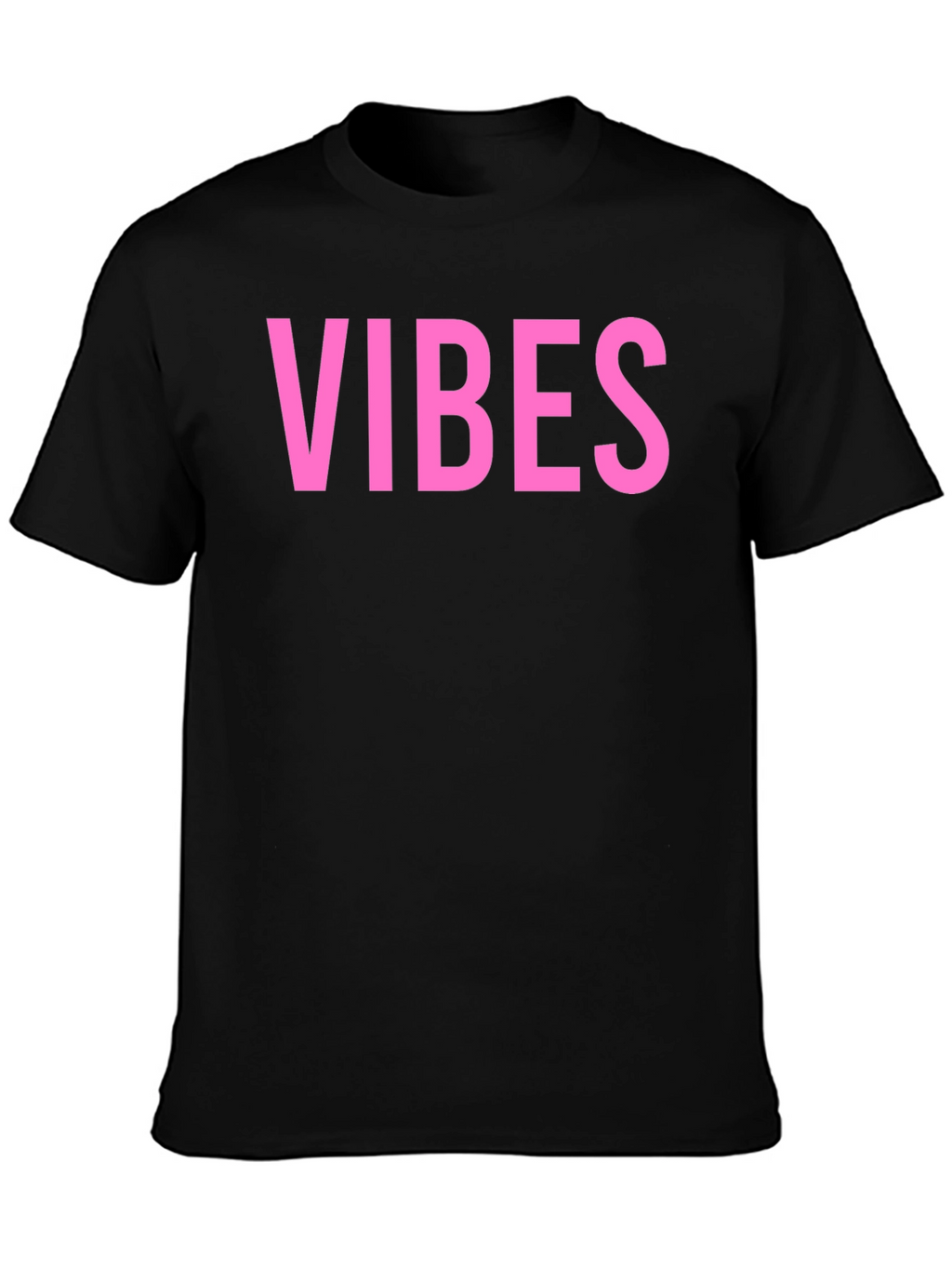 Vibes Pink Graphic Print Black T-Shirt