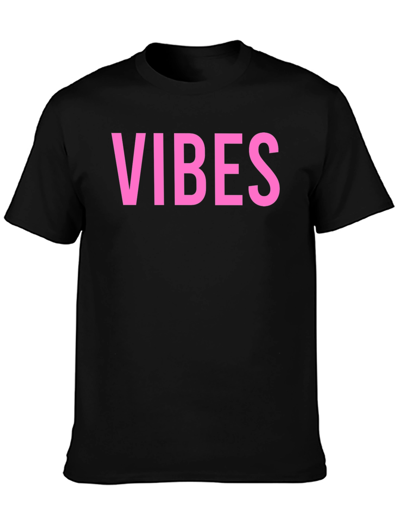 Vibes Pink Graphic Print Black T-Shirt