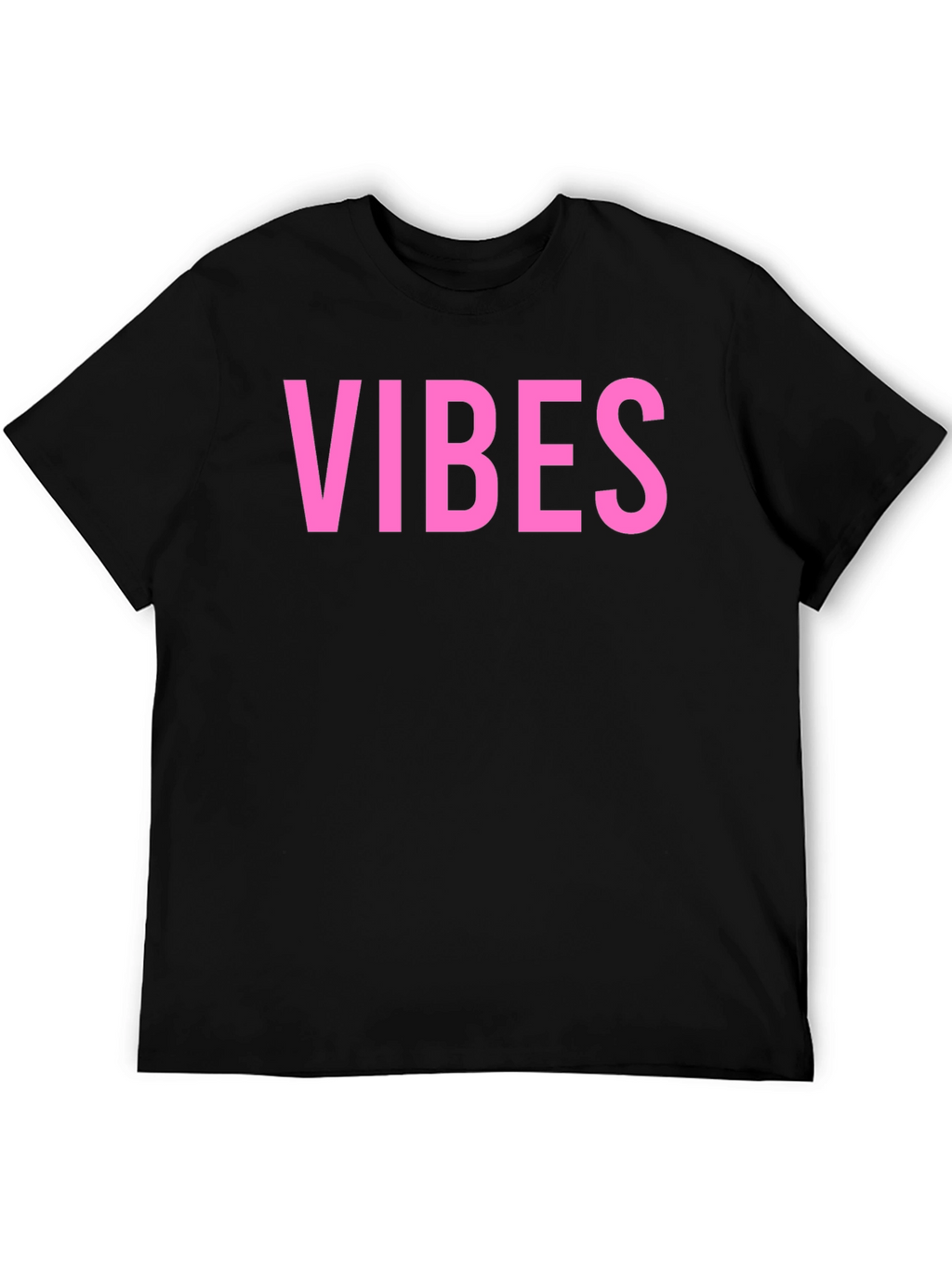 Vibes Pink Graphic Print Black T-Shirt