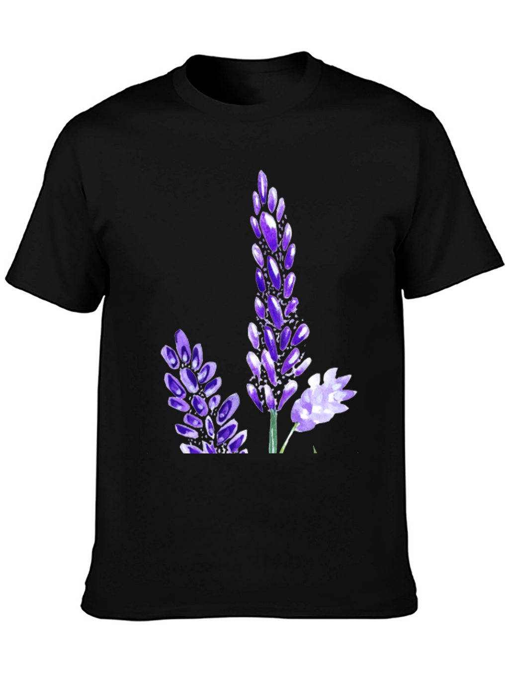 Black T-Shirt with Floral Print