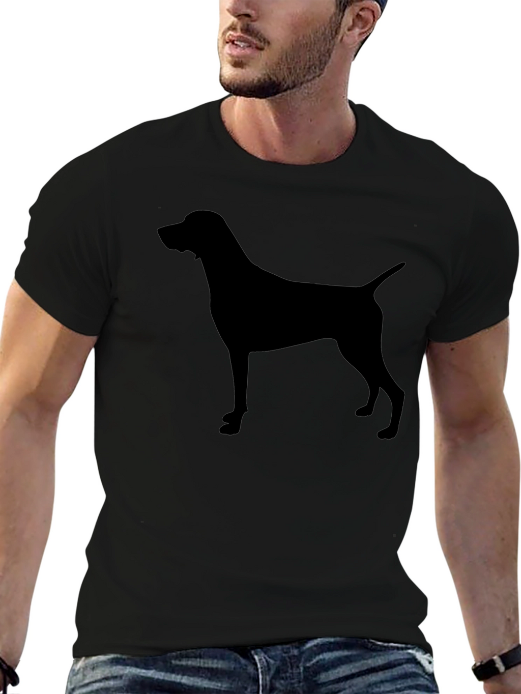 Mens Black Dog Silhouette T-Shirt
