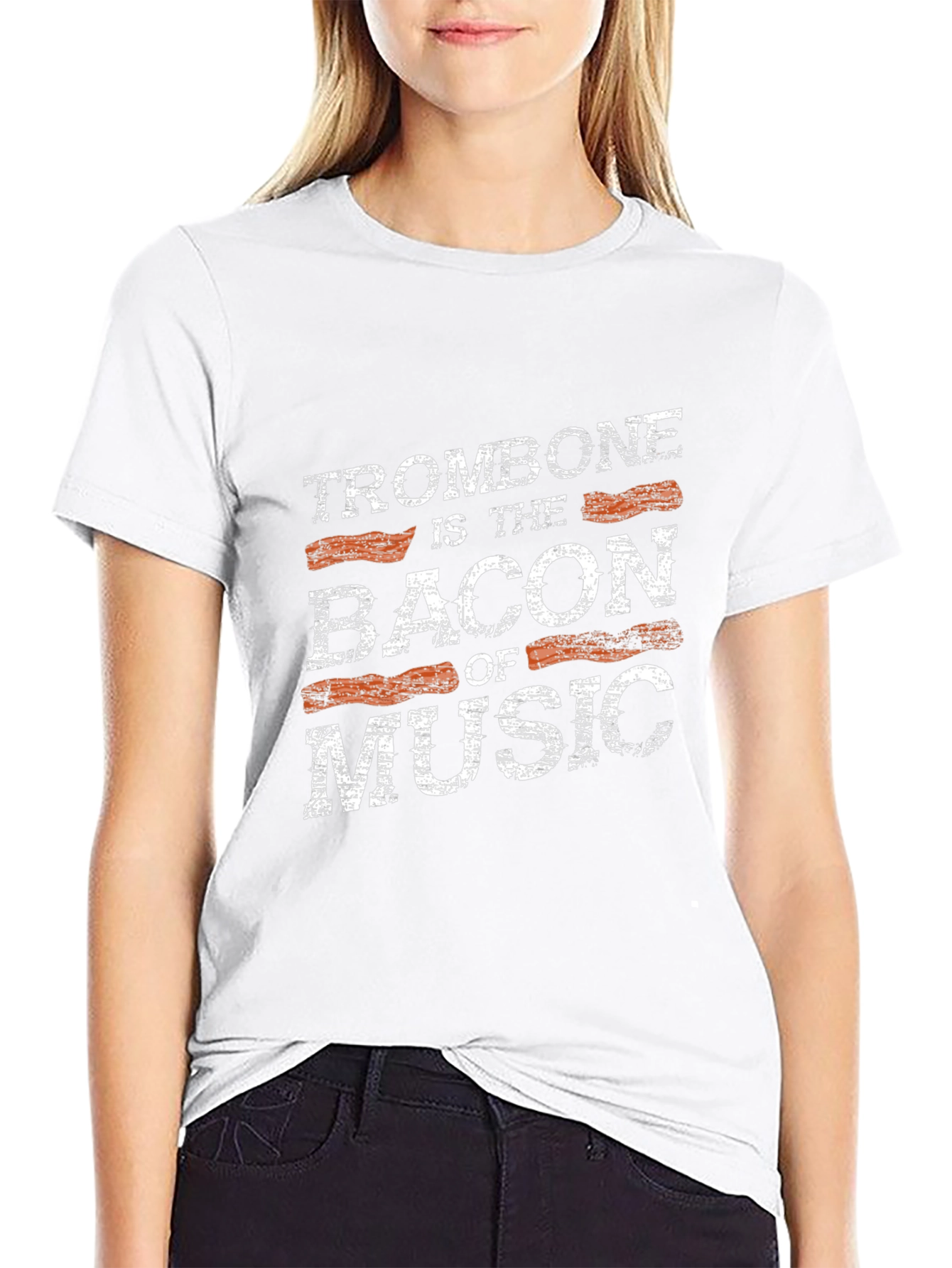 Trombone Bacon of Music Black Graphic Tee