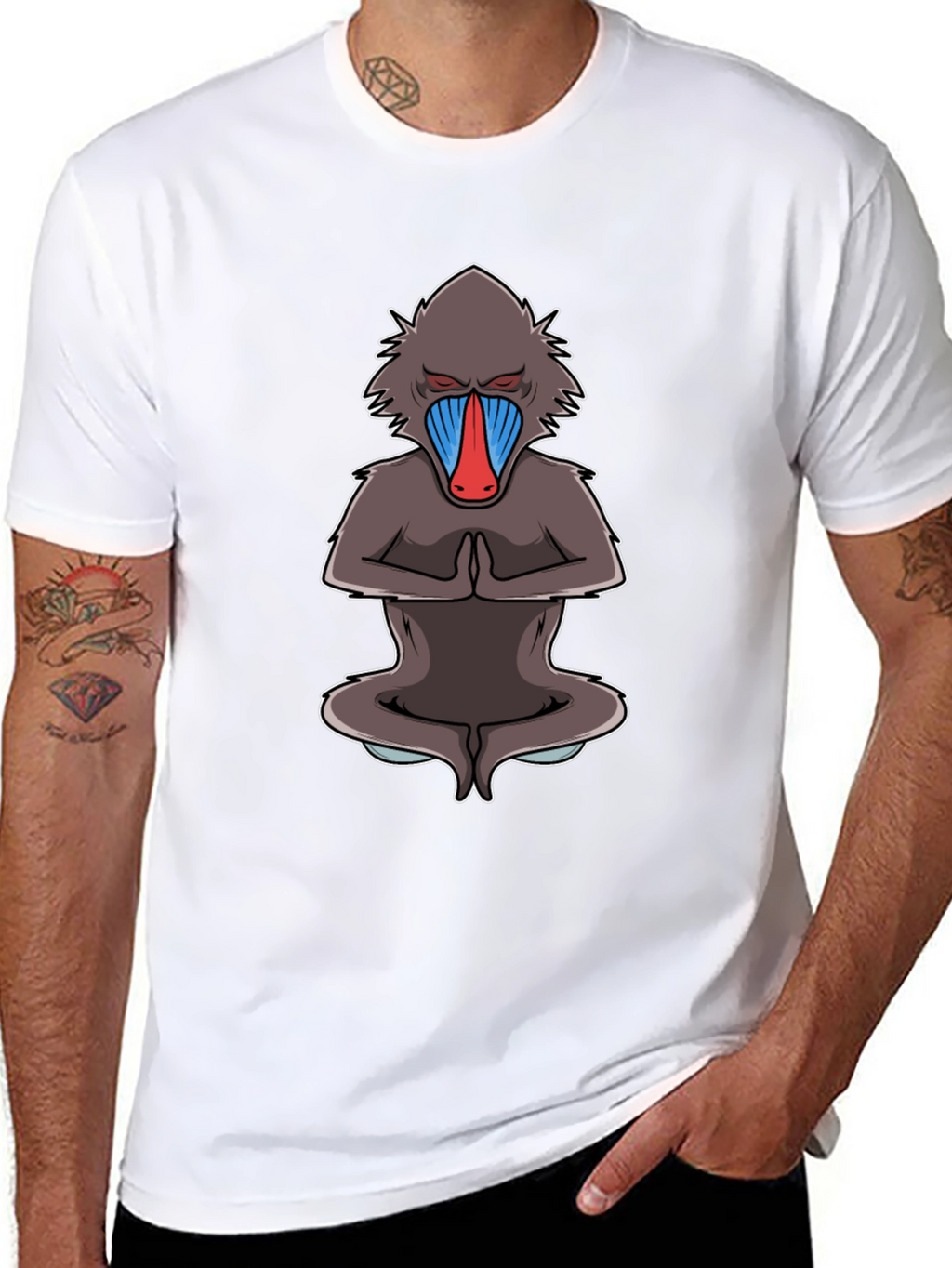 Zen Monkey Graphic Tee - Meditating Mandrill T-Shirt