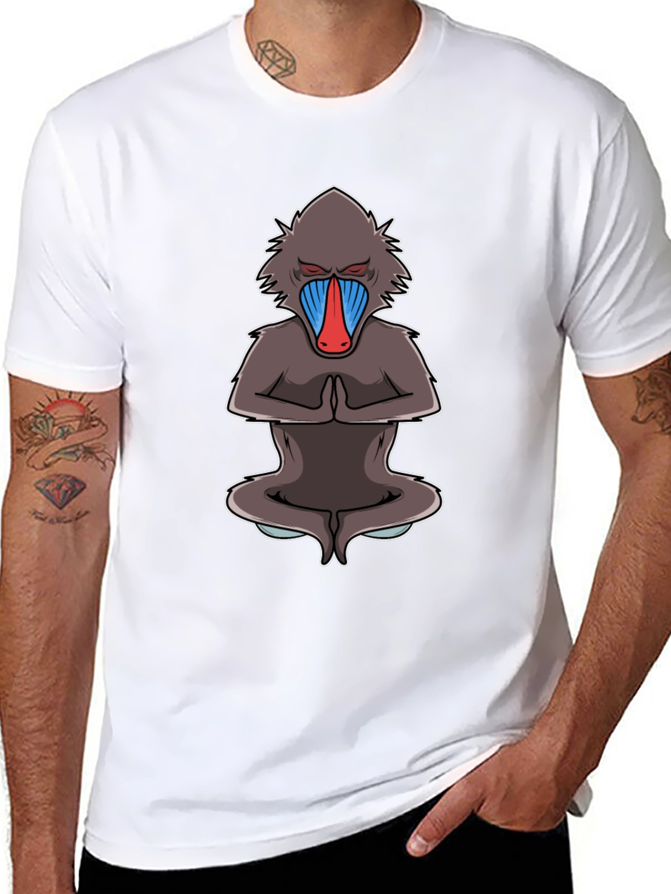 Zen Monkey Graphic Tee - Meditating Mandrill T-Shirt