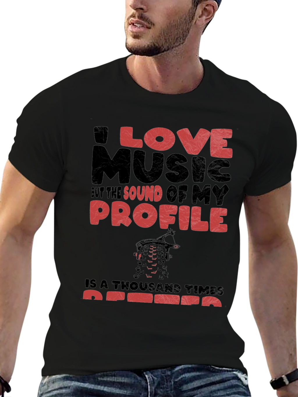 I Love Music Funny Mountain Biker T-Shirt