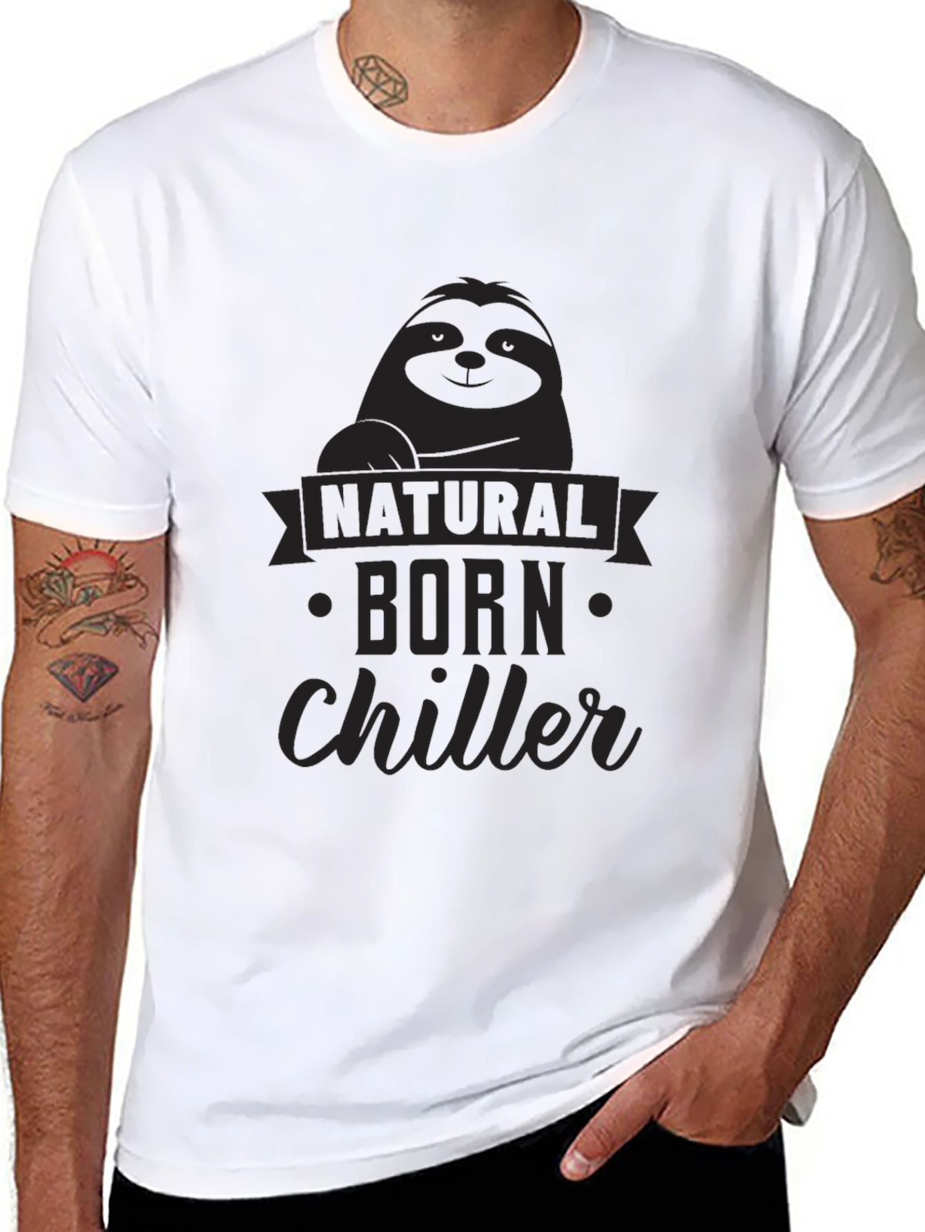 Natural Born Chiller Sloth Graphic Tee - Soft Cotton