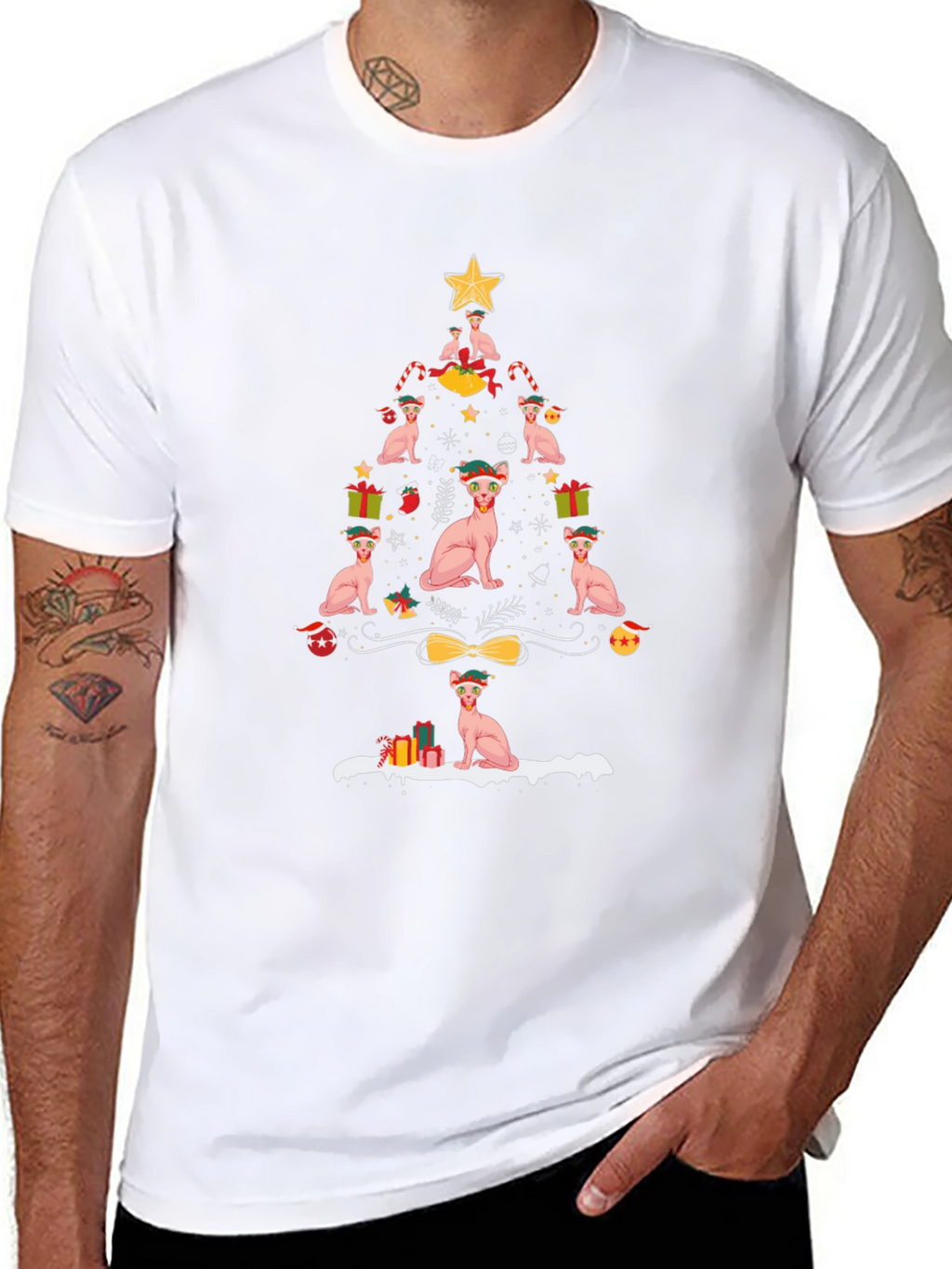 Sphynx Cat Christmas Tree T-Shirt