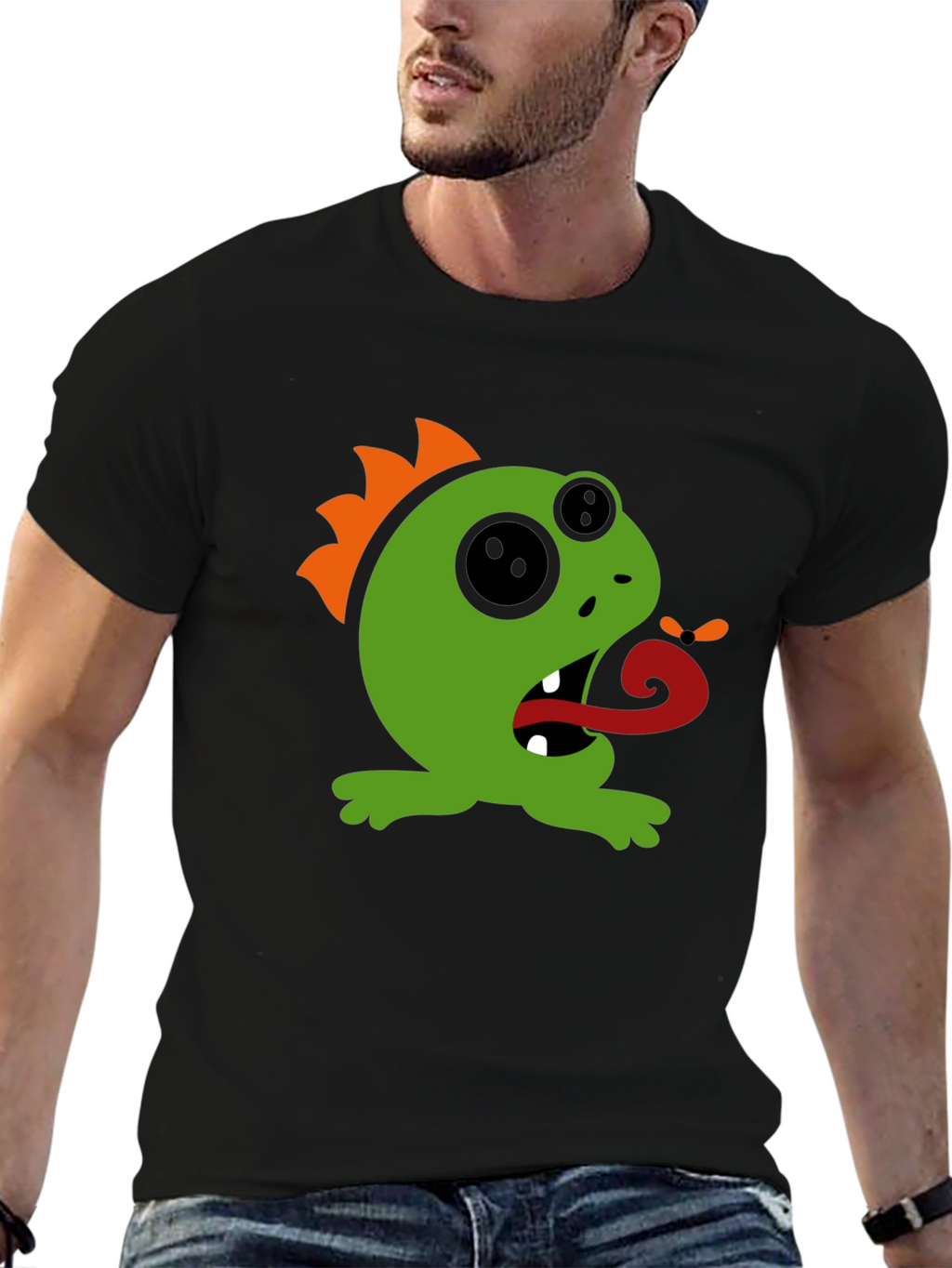 Monster Graphic Tee - Black Cotton T-Shirt