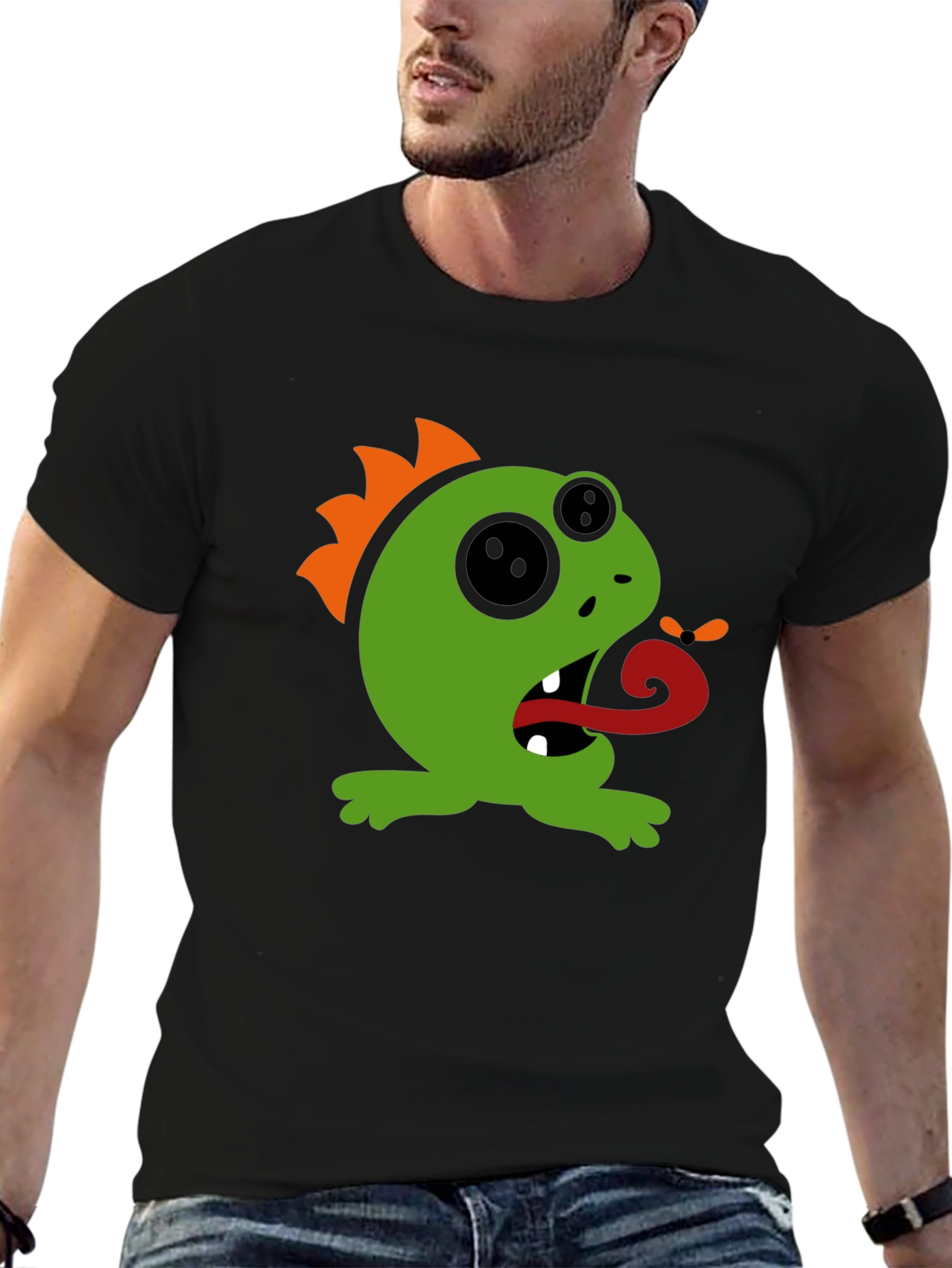 Monster Graphic Tee - Black Cotton T-Shirt