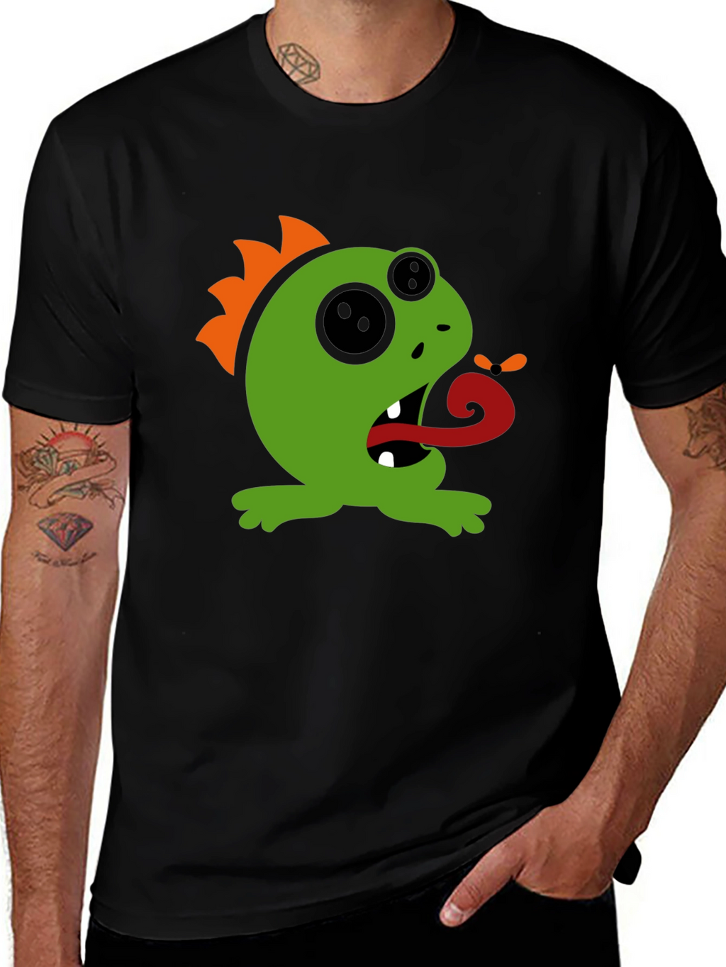 Monster Graphic Tee - Black Cotton T-Shirt