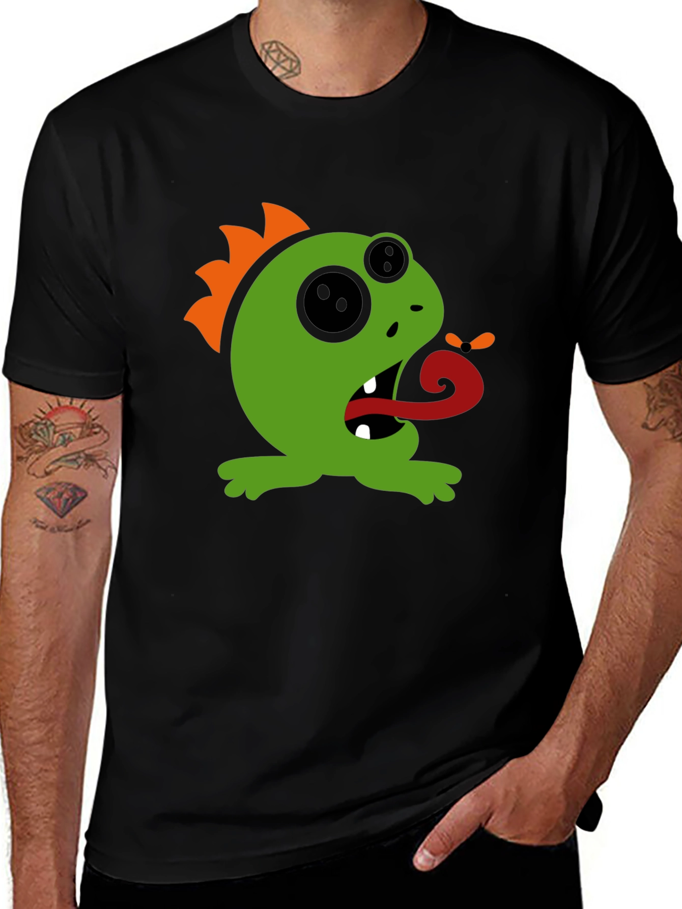 Monster Graphic Tee - Black Cotton T-Shirt