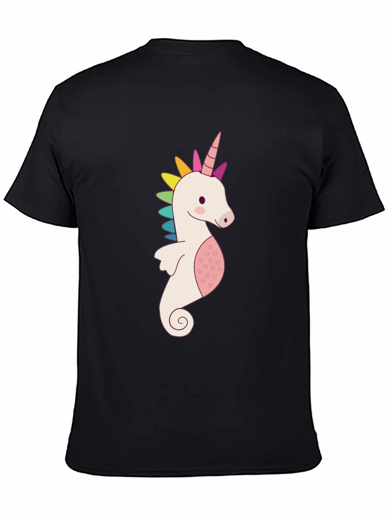 Unicorn Seahorse Graphic Tee - Mens Black T-Shirt
